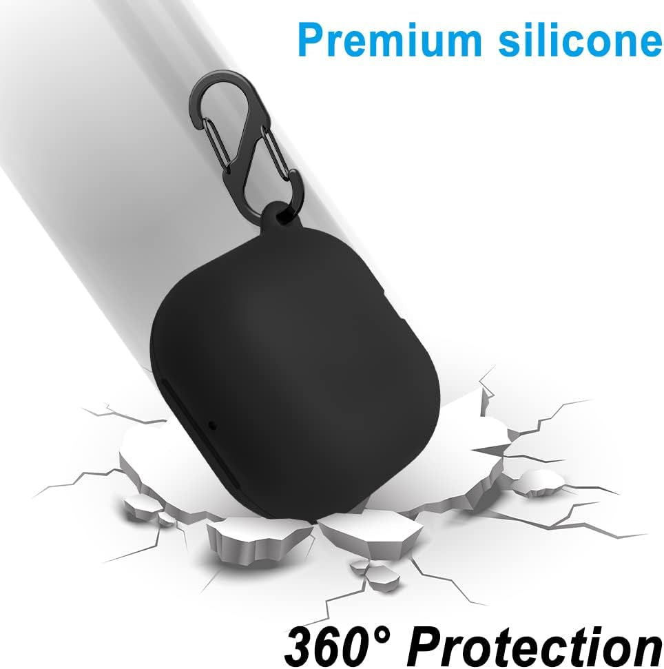 Geiomoo Silicone Case Compatible with Beats Fit Pro, Scratch Resistant Carrying Cover with Carabiner (Black)  Geiomoo   