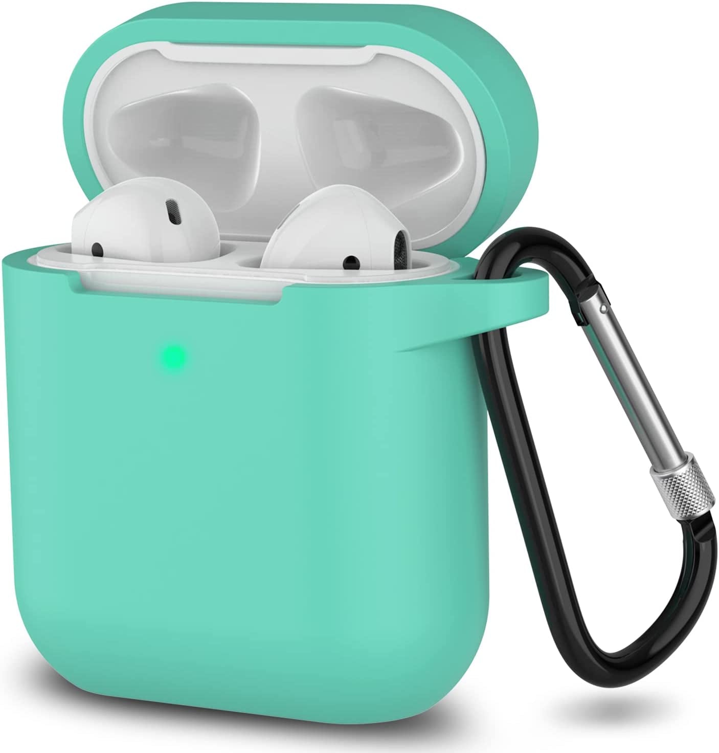 SATLITOG Airpods Case Cover with Secure Lock Keychain, Protective Silicone Cover Compatible with Apple Airpods 2Nd & 1St Charging Case - Light Purple  SATLITOG A-Mint Green  