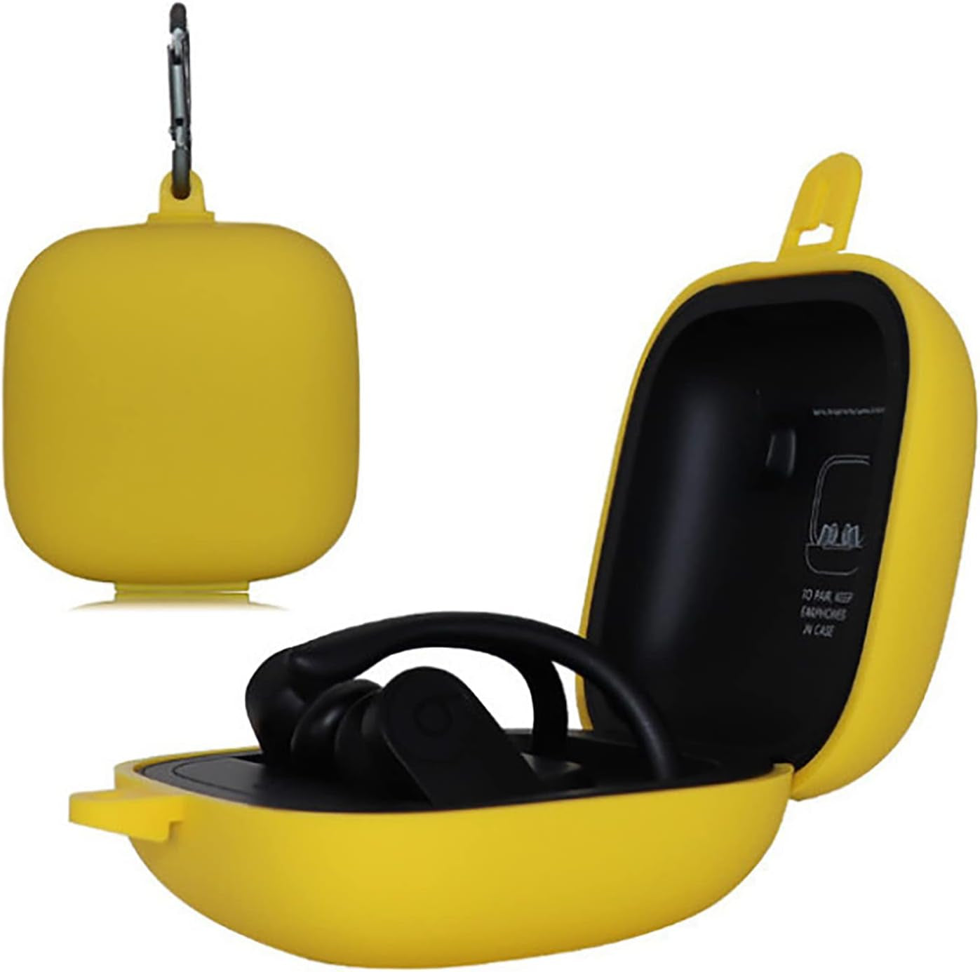 Suitable for Beats Powerbeat S Pro Case Cover Carry/Shockproof/Waterproof Silicone Case Cover Wireless Earbuds Accessories with Keychain Mic and Headphone Splitter (Yellow, One Size)  Generic   