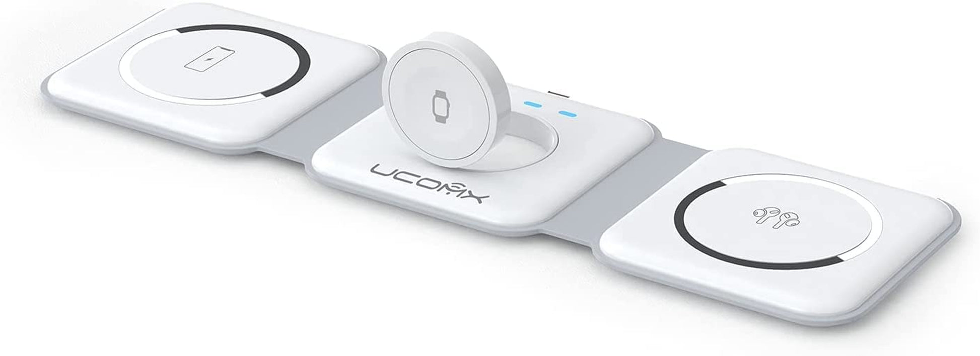 UCOMX Nano 3 in 1 Wireless Charger for Iphone,Magnetic Foldable 3 in 1 Charging Station,Travel Charger for Multple Devices for Iphone 14/13/12 Series,Airpods 3/2/Pro,Iwatch(Adapter Included)  Lilimlss LLC White  
