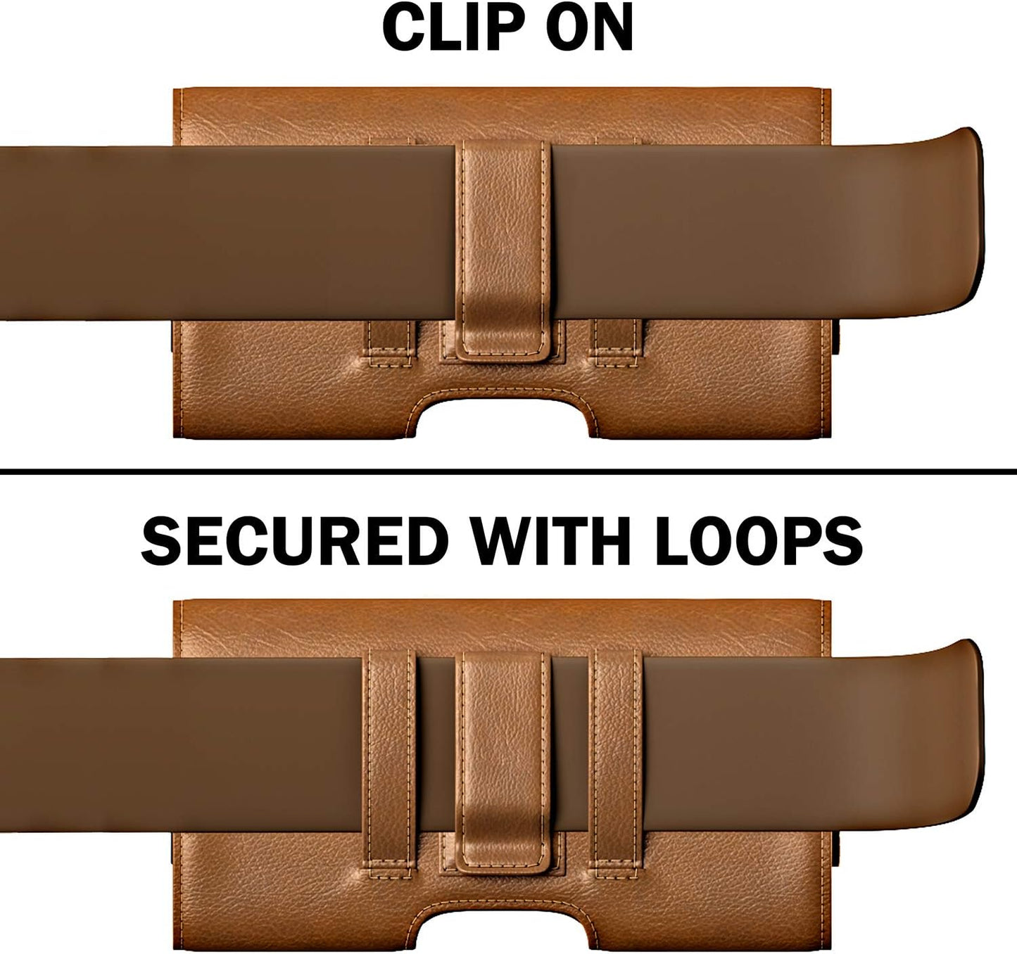 Pitau Holster for Iphone 14 plus Pro Max 13 Pro Max 12 Pro Max 11 Pro Max, Xs Max Samsung Galaxy S23+ A54 A53 A52 Cell Phone Belt Holder Case with Clip ID Card Slot (Fits Large Phone with Case) Brown  Bomea   