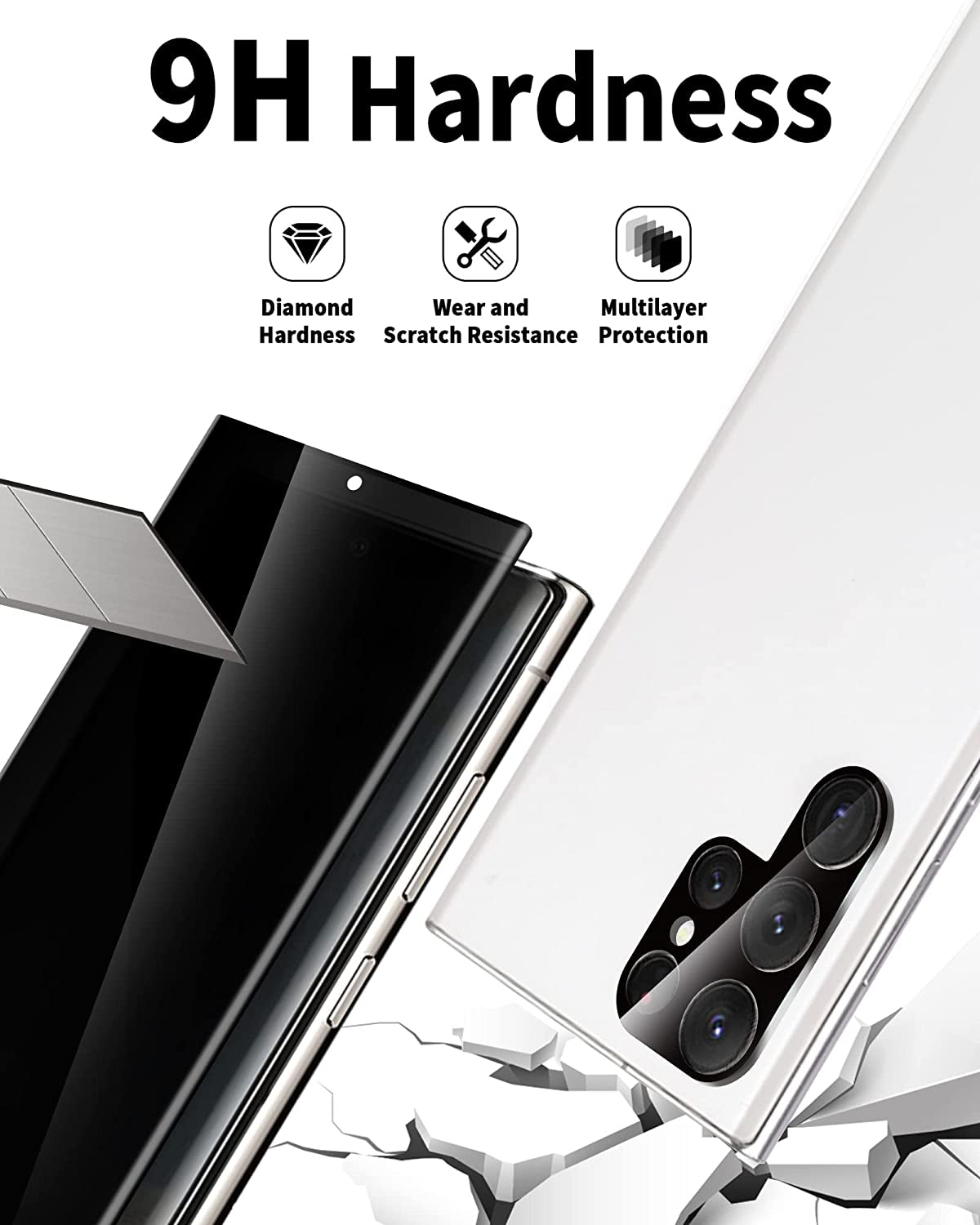 [2+2 Pack] Samsung Galaxy S23 Ultra Privacy Screen Protector and Camera Lens Protector, 9H Tempered Glass, anti Spy, anti Scratch, Bubble Free, Screen Protector for Samsung Galaxy S23 Ultra (6.8 Inch)  Corefyco Direct   