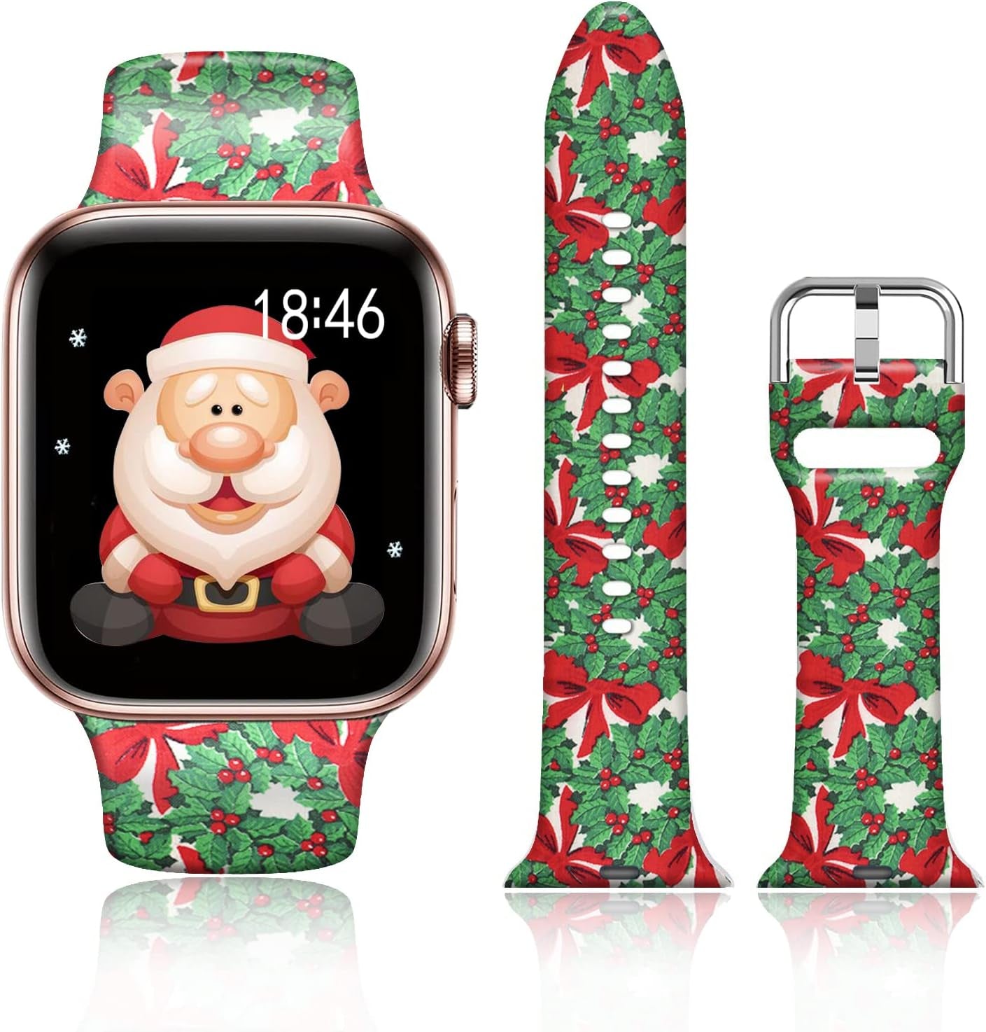 FTFCASE Silicone Floral Bands Compatible with Apple Watch 49Mm 45Mm 44Mm 42Mm, Gray Pattern Printed Soft Silicone Sport Strap Replacement for Iwatch SE Series 8 7 6 5 4 3 2 1 for Women Men Girls  FTFCASE Decorative Wreath 38mm/40mm/41mm 