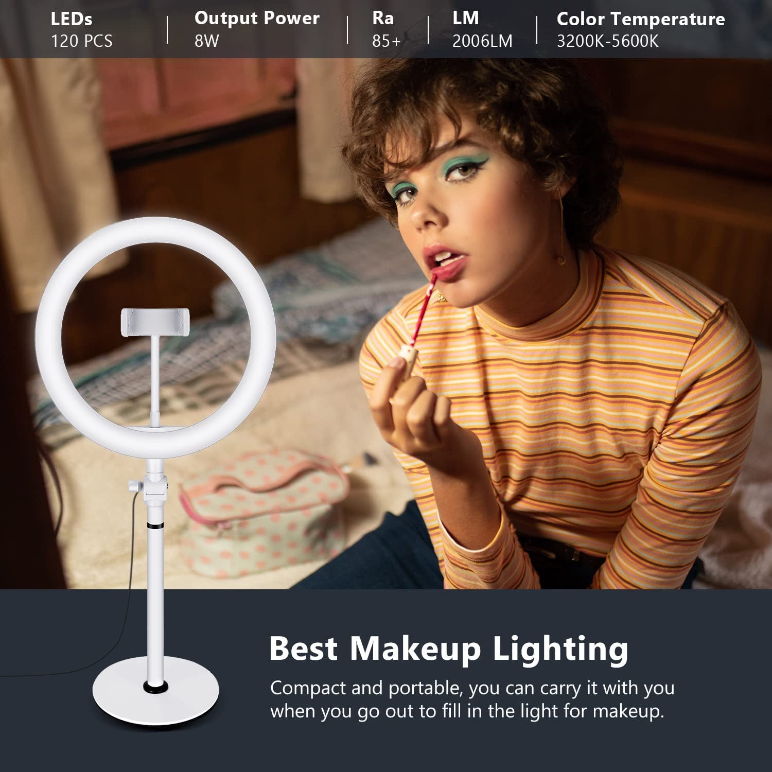 Neewer Selfie Ring Light for Laptop Computer, 10" Dimmable Desktop LED Circle Light with Stand/Phone Holder/3 Light Modes for Video Conference/Webcam Chat/Makeup/Live Stream/Selfie (White)  NEEWER   