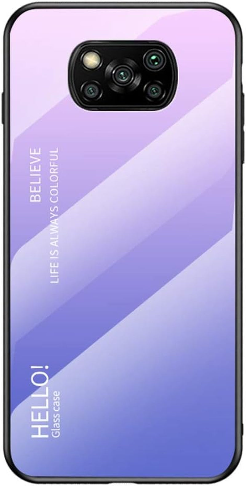 Hicaseer Xiaomi Poco X3 Case,Anti Scratch Gradient Glass Case Back Cover Soft TPU Silicone Shockproof Case for Xiaomi Poco X3 -Purple  Hicaseer Pink+Purple Xiaomi Poco X3 6.53" 