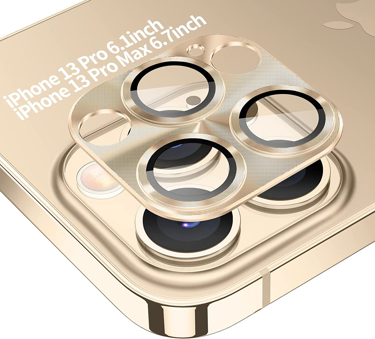 Tensea for Iphone 13 Pro / Iphone 13 Pro Max Camera Lens Protector, Tempered Glass Camera Cover Screen Protector Accessories, Aluminum Alloy Metal, Case Friendly for Iphone 13Pro / 13 Promax 2021 (Gold)  Tensea   