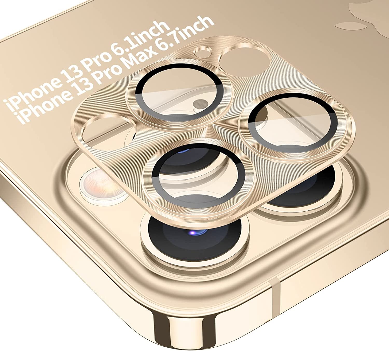 Tensea for Iphone 13 Pro / Iphone 13 Pro Max Camera Lens Protector, Tempered Glass Camera Cover Screen Protector Accessories, Aluminum Alloy Metal, Case Friendly for Iphone 13Pro / 13 Promax 2021 (Gold)  Tensea   