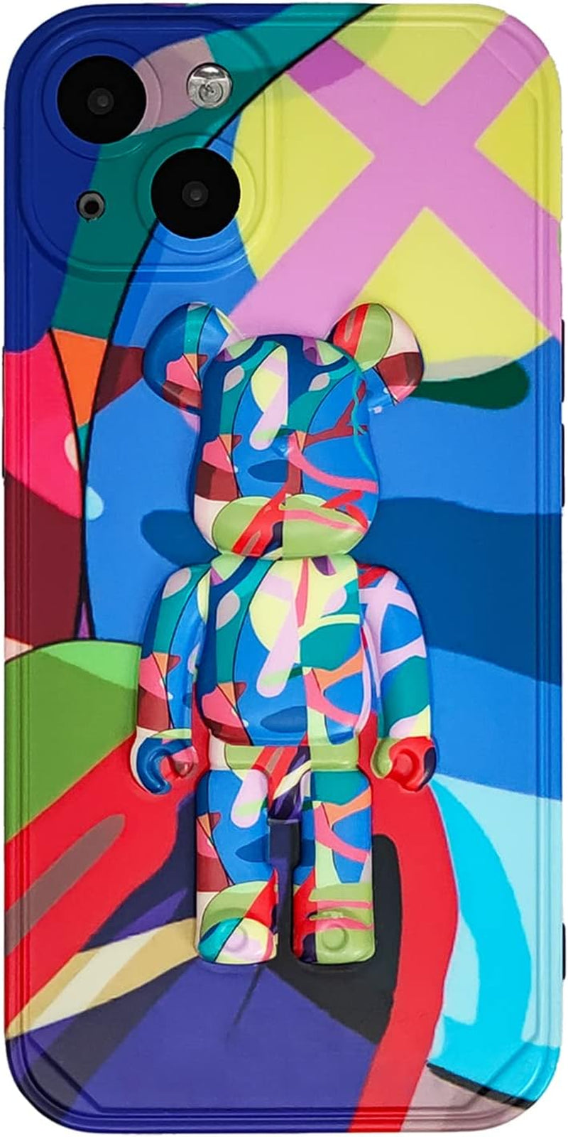 DOWINTIGER Iphone 14 plus Case Graffiti Street Fashion for Boys Kids Teens, Cartoon Hip Hop Anime Character Shockproof TPU and IMD Protection Designer Case for Iphone 14 Plus  DOWINTIGER Graffiti Blue Bear Iphone 14 Plus 