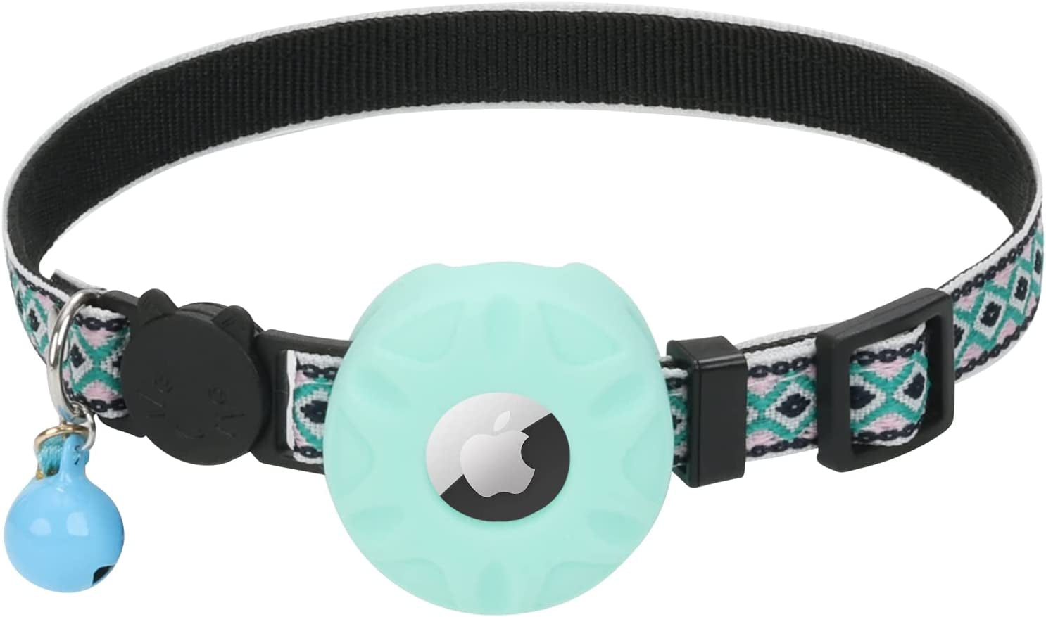 Airtag Cat Collar,Daboqed Kitten Collar Adjustable Breakaway Collar with Safety Buckle and Silicone Airtag Holder Case Compatible with Airtag Pet Collar for Female Girl Cats Male Boy Cats(Mint Green)  DaboQed   