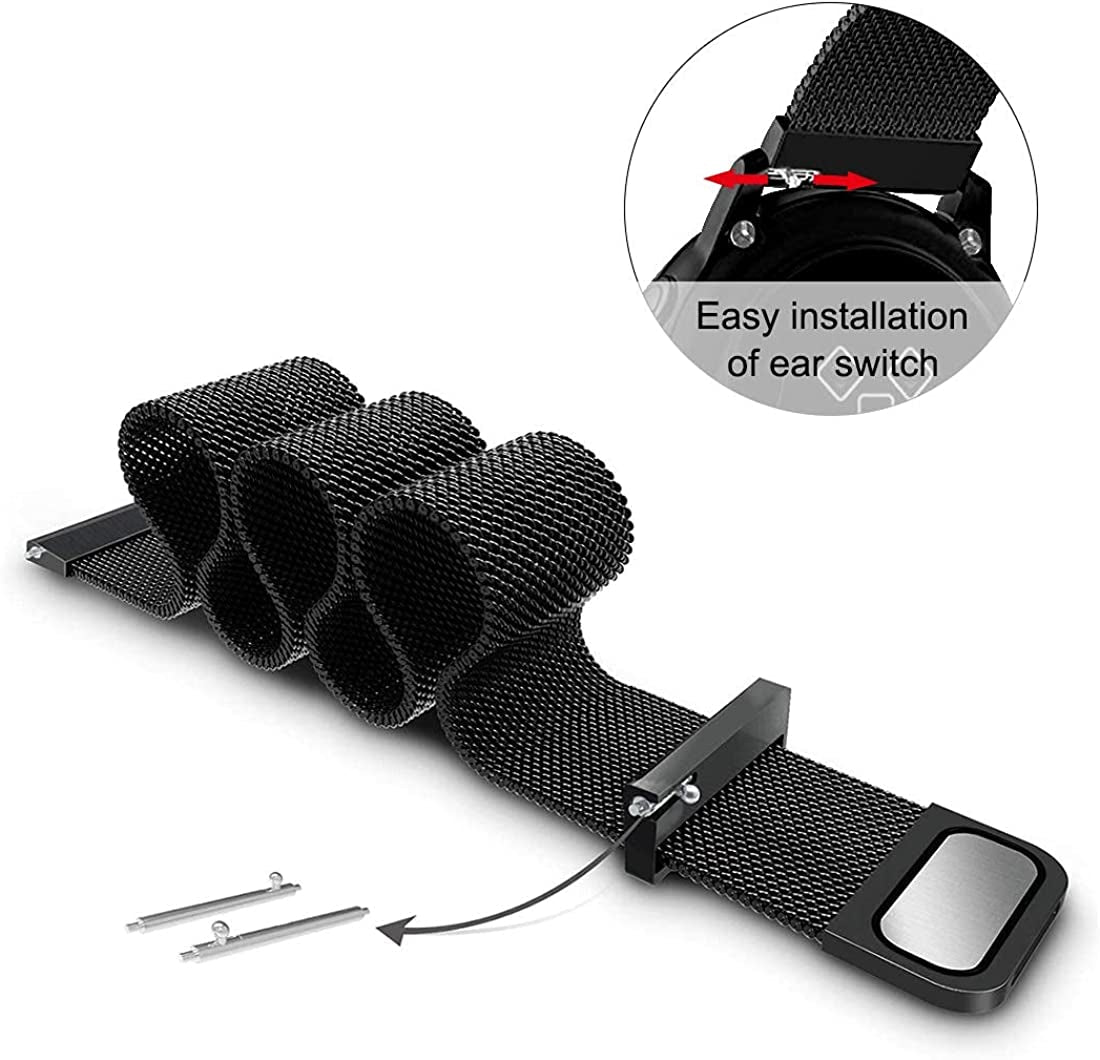 22Mm Stainless Steel Mesh Loop Bracelet Strap Compatible with Samsung Galaxy Watch 3 45Mm/Gear S3 Frontier/Classic Band, Replacement for Ticwatch Pro/Samsung Galaxy Watch 46Mm  YZWDTGS   