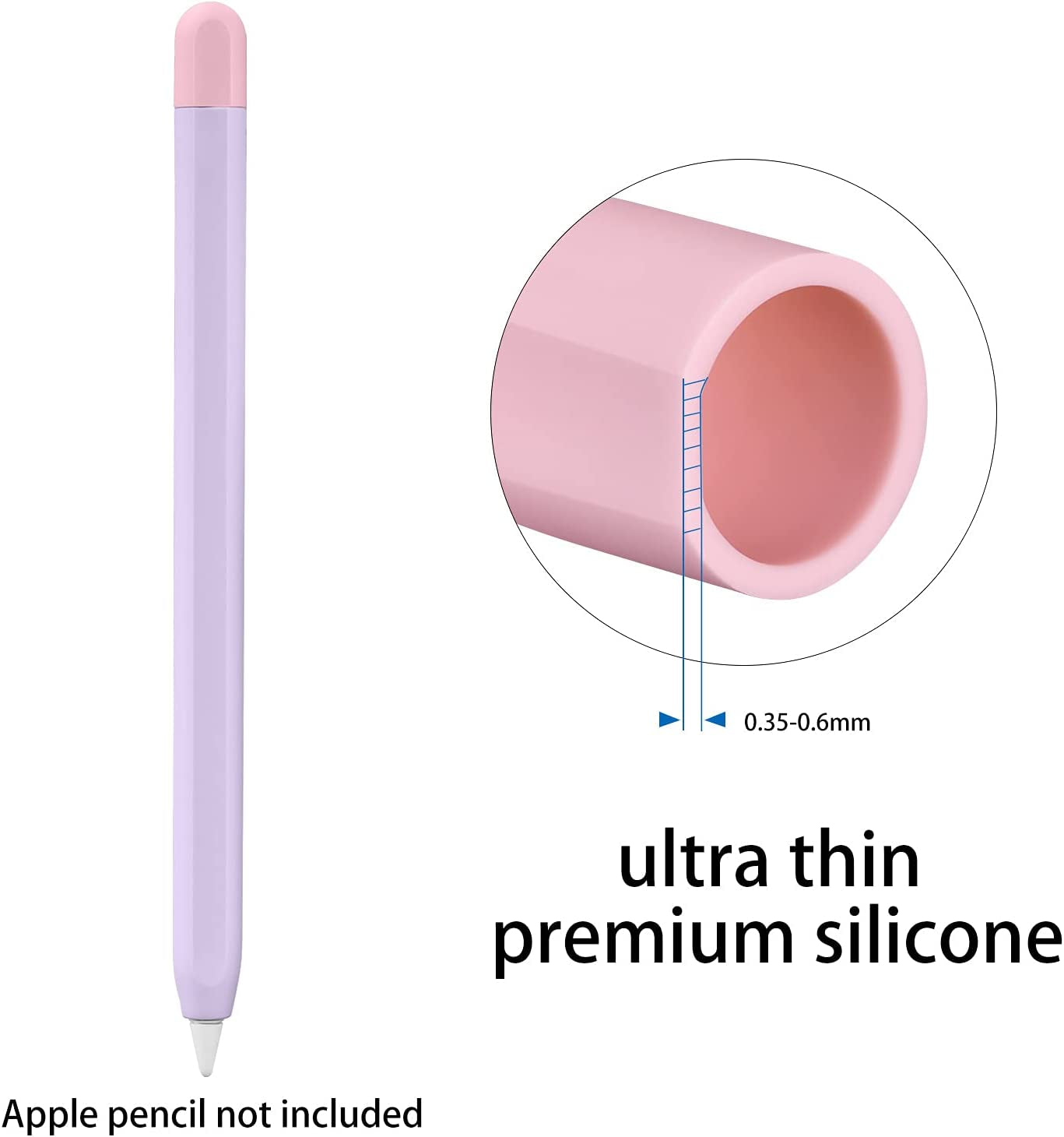 LINGXIU 2 Pack Silicone Case Cover Compatible with Apple Pencil 2Nd Generation, Slim Lightweight Pencil Case Skin Sleeve Accessories and 16 Pcs Nib Covers,16 Colors  LINGXIU   