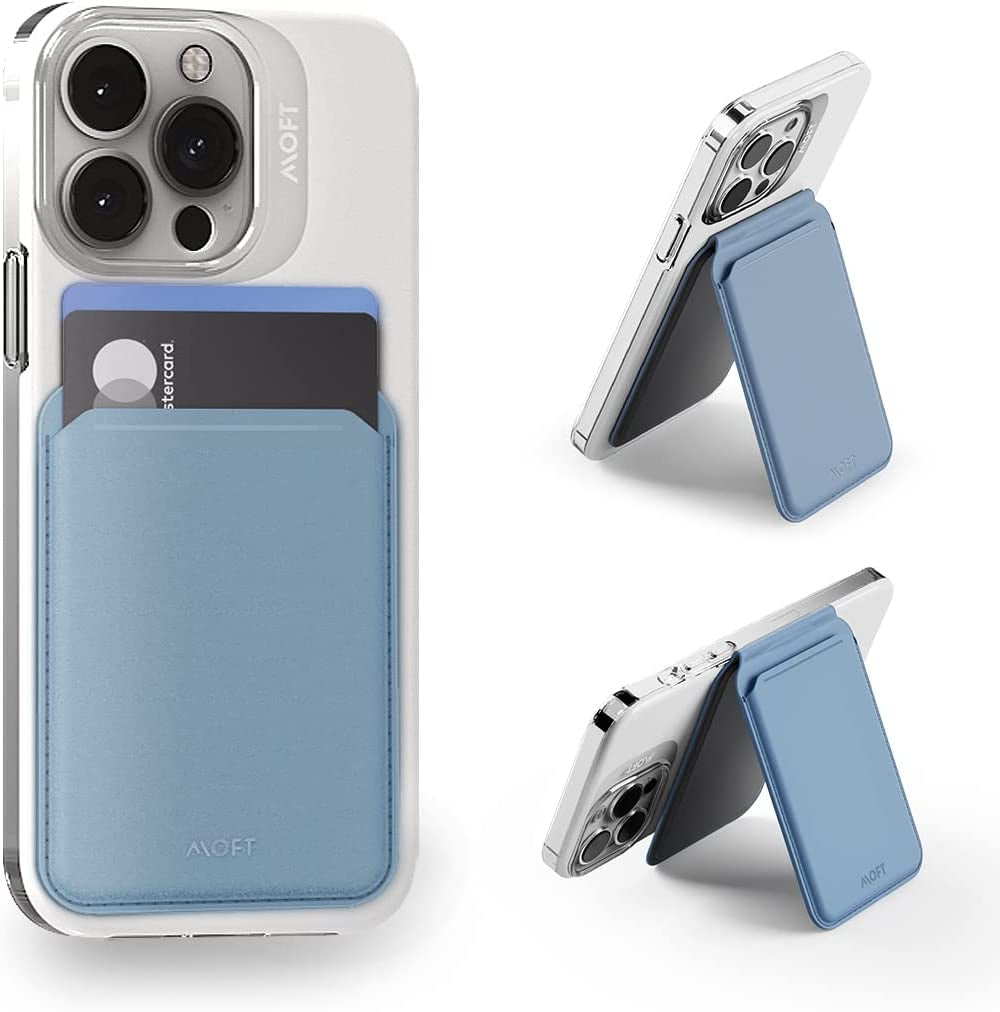 MOFT Magsafe Compatible Wallet Quick Access for Iphone 14 /Iphone 13/ Iphone12 Series Open ID Window Convenient Card Use and Sturdy Stand with Steel Hinge Flash Wallet Phone Stand  MOFT Windy Blue  