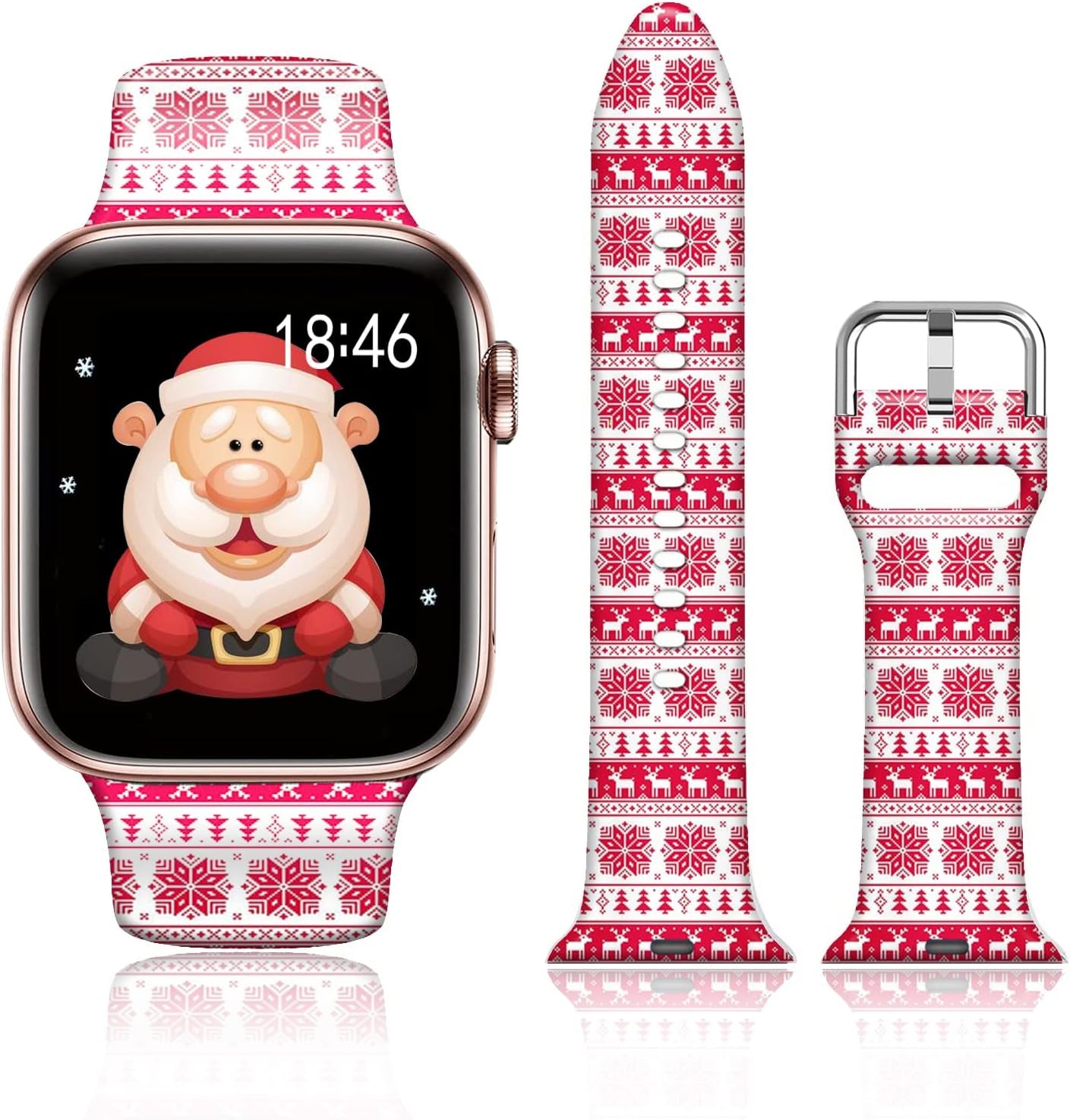 FTFCASE Silicone Floral Bands Compatible with Apple Watch 49Mm 45Mm 44Mm 42Mm, Gray Pattern Printed Soft Silicone Sport Strap Replacement for Iwatch SE Series 8 7 6 5 4 3 2 1 for Women Men Girls  FTFCASE Snowflakes 38mm/40mm/41mm 