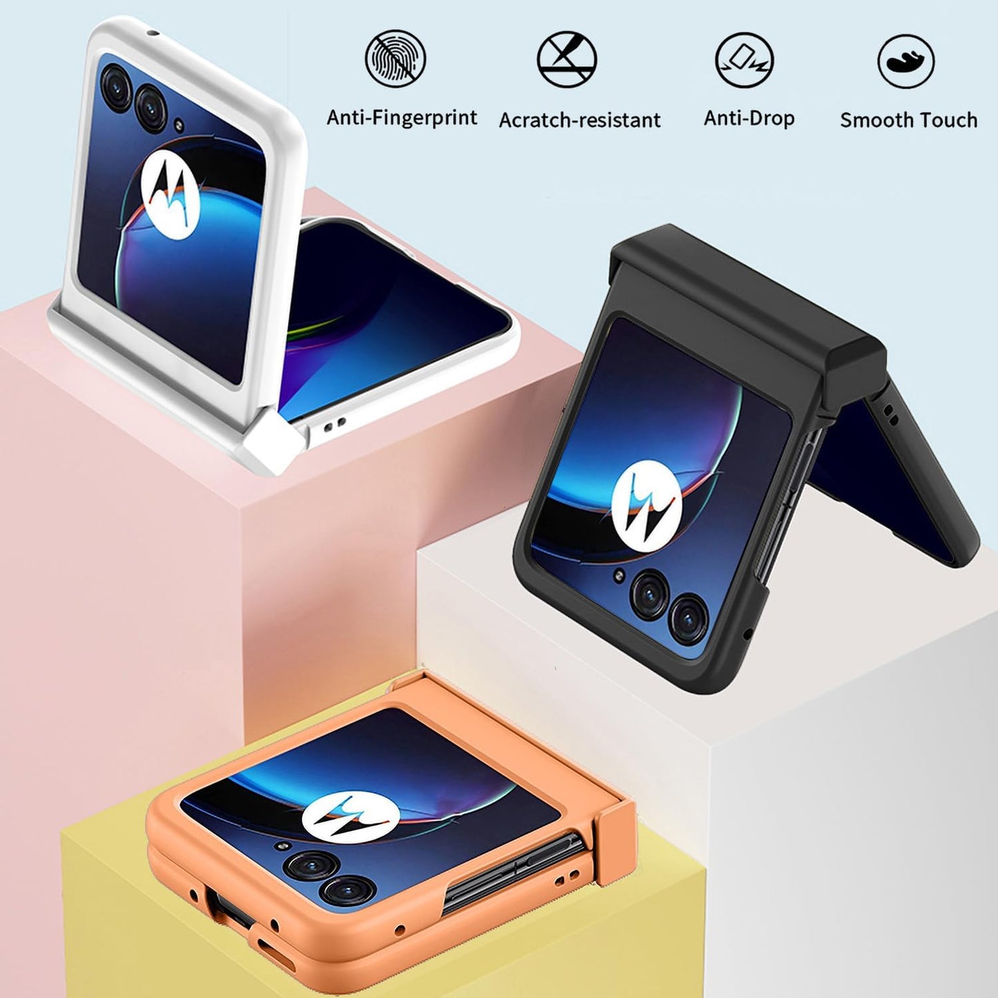 Designed Case for Moto Razr plus 2023 Case,[Full Cover Hinge Protection][Hard PC Slim Phone Case][Support Wireless Charging][Shockproof Anti-Slip] for Motorola Razr+ 2023 5G 6.9" (Apricot)  ZMPHG   