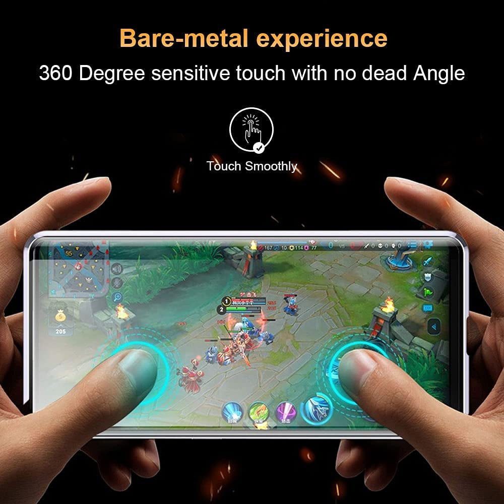 Compatible Sony Xperia 1 III Case Clear,Magnetic Slim Metal Frame Double-Sided Transparent Tempered Glass Case with Screen Lens Protect,Black  QUIETIP   