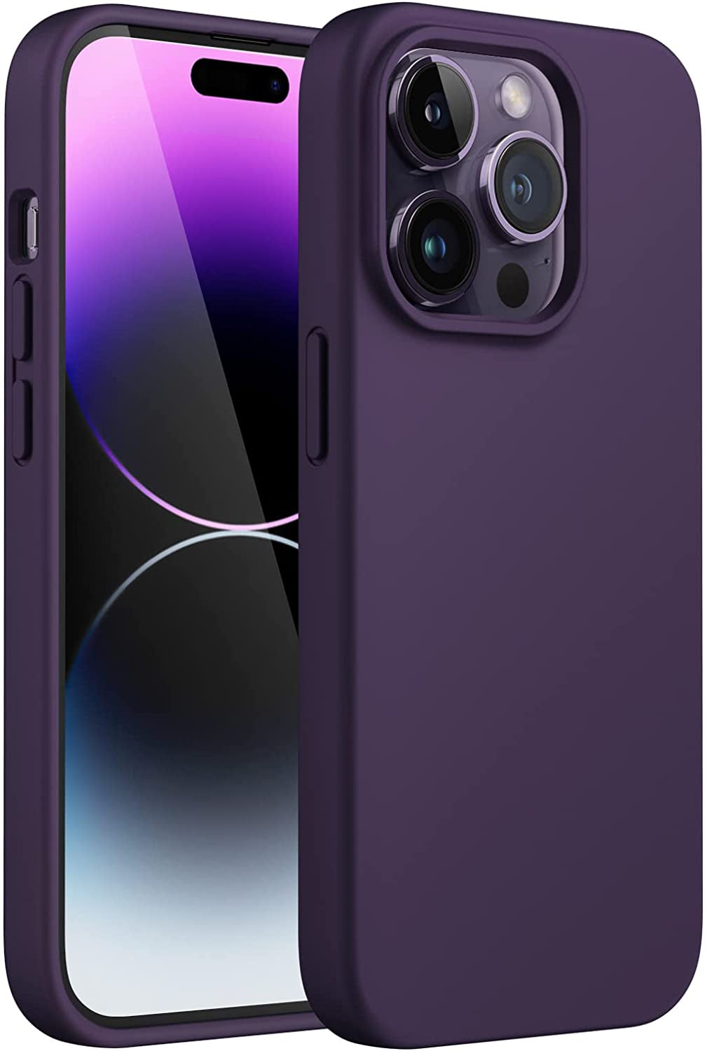 Jetech Silicone Case for Iphone 14 Pro 6.1-Inch (NOT for Iphone 14 Pro Max 6.7-Inch), Silky-Soft Touch Full-Body Protective Phone Case, Shockproof Cover with Microfiber Lining (Navy)  JETech Deep Purple  