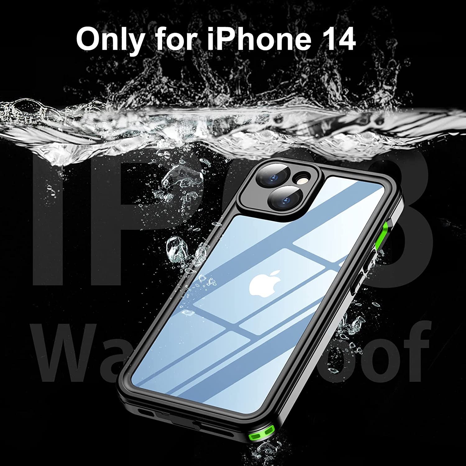 Temdan [Real 360 for Iphone 14 Case Waterproof, Built-In 9H Tempered Glass Camera Lens & Screen Protection [14FT Military Dropproof][Full-Body Shockproof][Dustproof][Ip68 Underwater] Phone Case Green  Temdan   