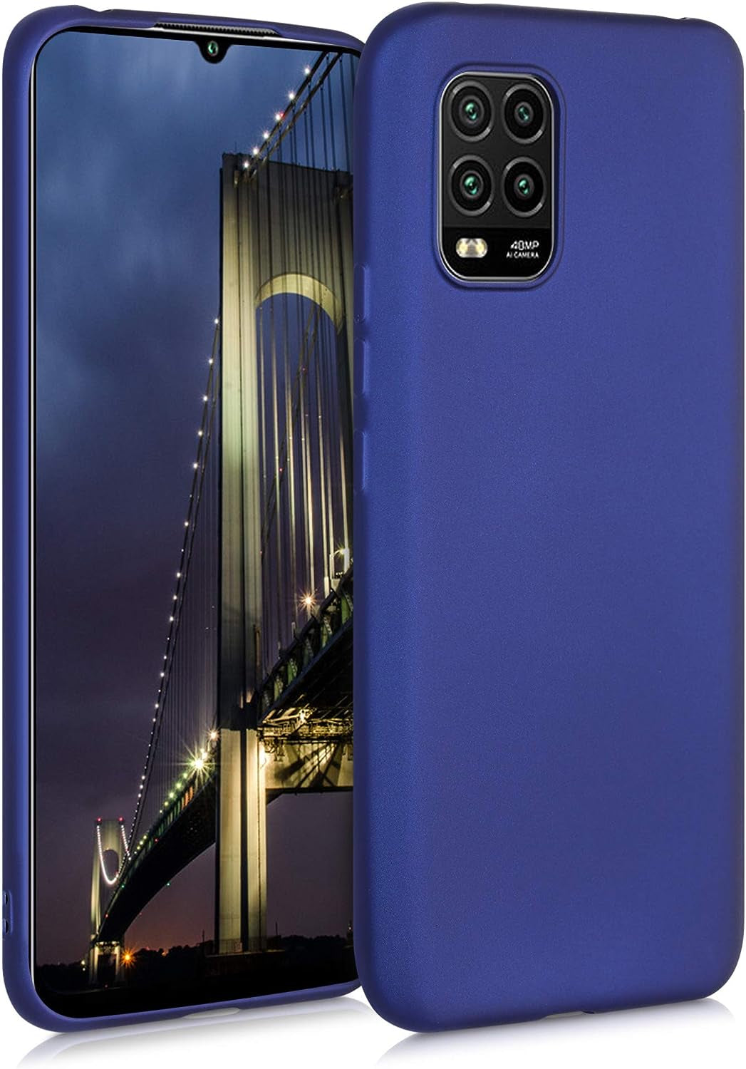 Kwmobile Case Compatible with Xiaomi Mi 10 Lite (5G) Case - Protective Slim TPU Phone Cover - Soft Matte Finish - Mango  KW-Commerce Metallic Blue  