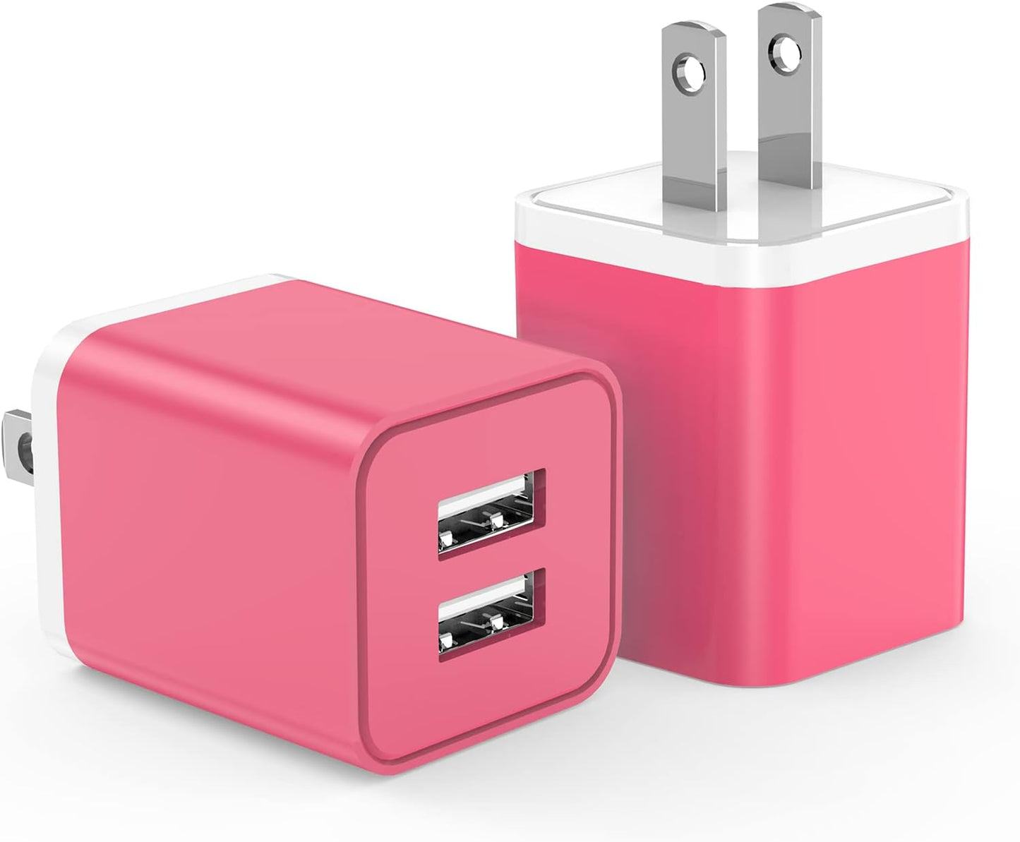 USB Charger 5V 2.4A,Cabepow [2Pack] Dual Port 12W USB Wall Plug,Charger Block Adapter Cube Replacement for Iphone Xs/Xs Max/Xr/X/8/7/6/Plus Ipad Pro/Air/Mini, Galaxy9/8/7(Etl Certified)  Cabepow Pink 2Pack12W 