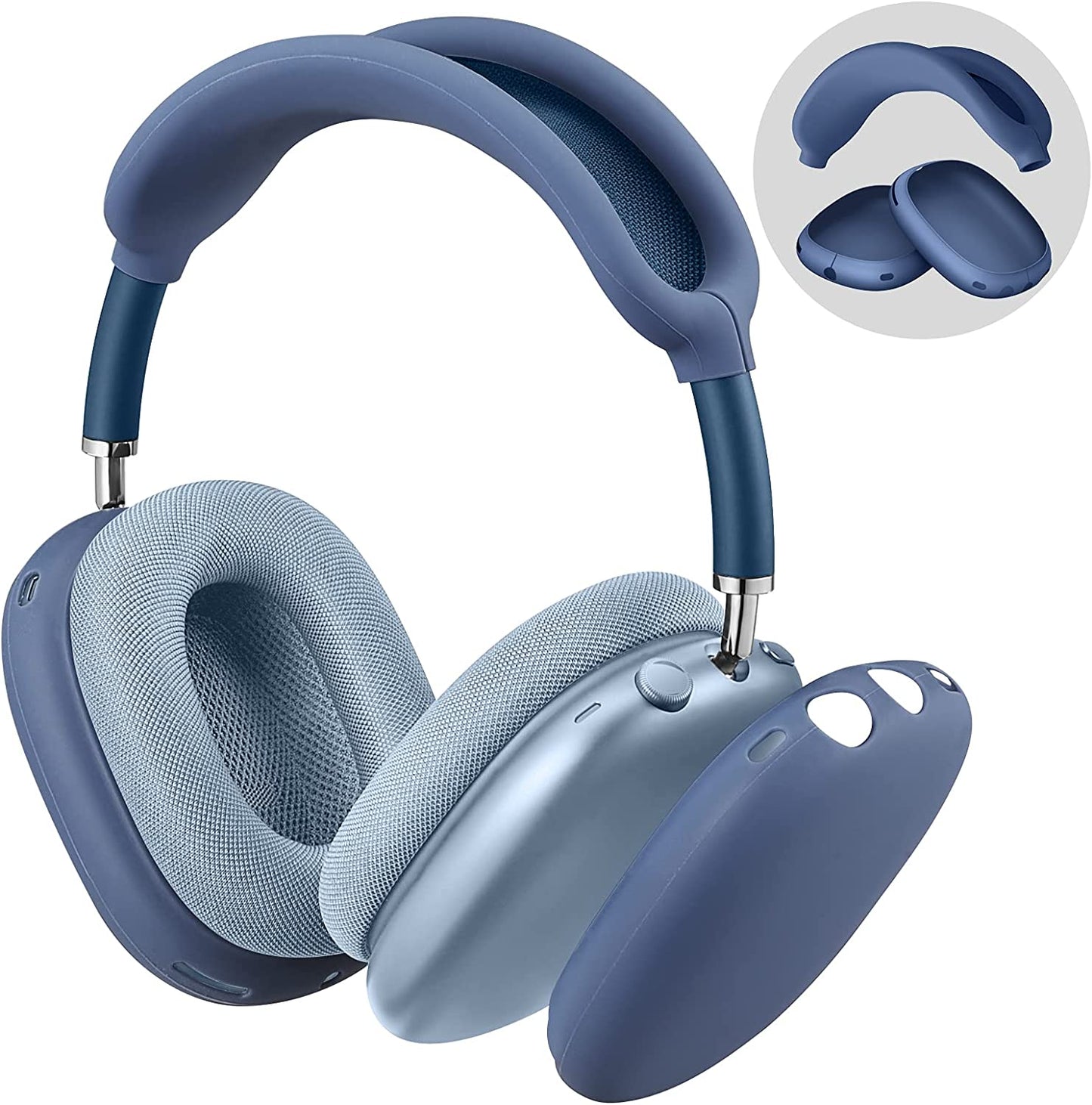 Fintie Silicone Case Cover for Airpods Max Headphones, Anti-Scratch Ear Cups Cover and Headband Cover for Airpods Max, Accessories Skin Protector for Airpods Max (Black)  FINTIE Dark Blue  