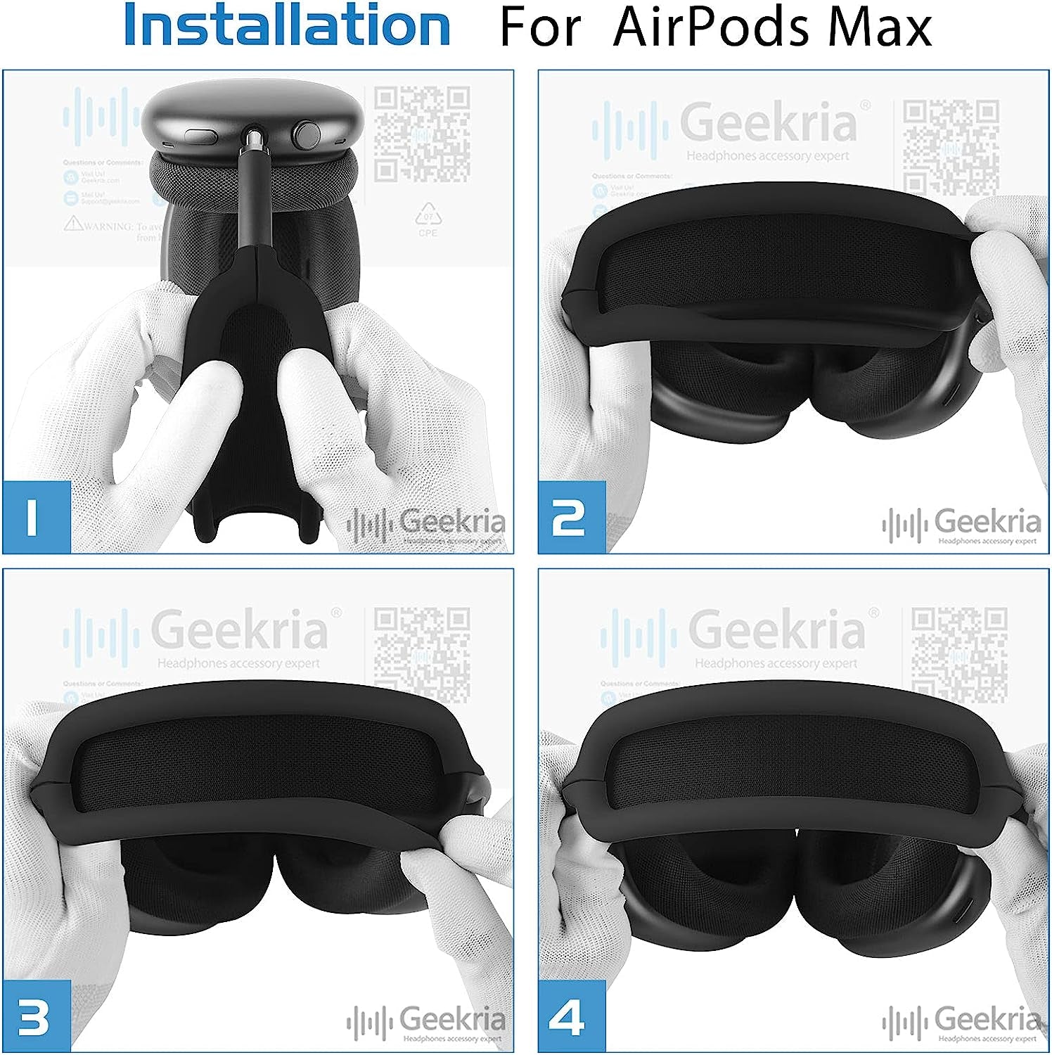 Geekria Silicone Headband Cover Compatible with Airpod Max Headphone, Headband Protector/Headband Replacement Easy DIY Installation No Tool Needed (Black)  GEEKRIA   
