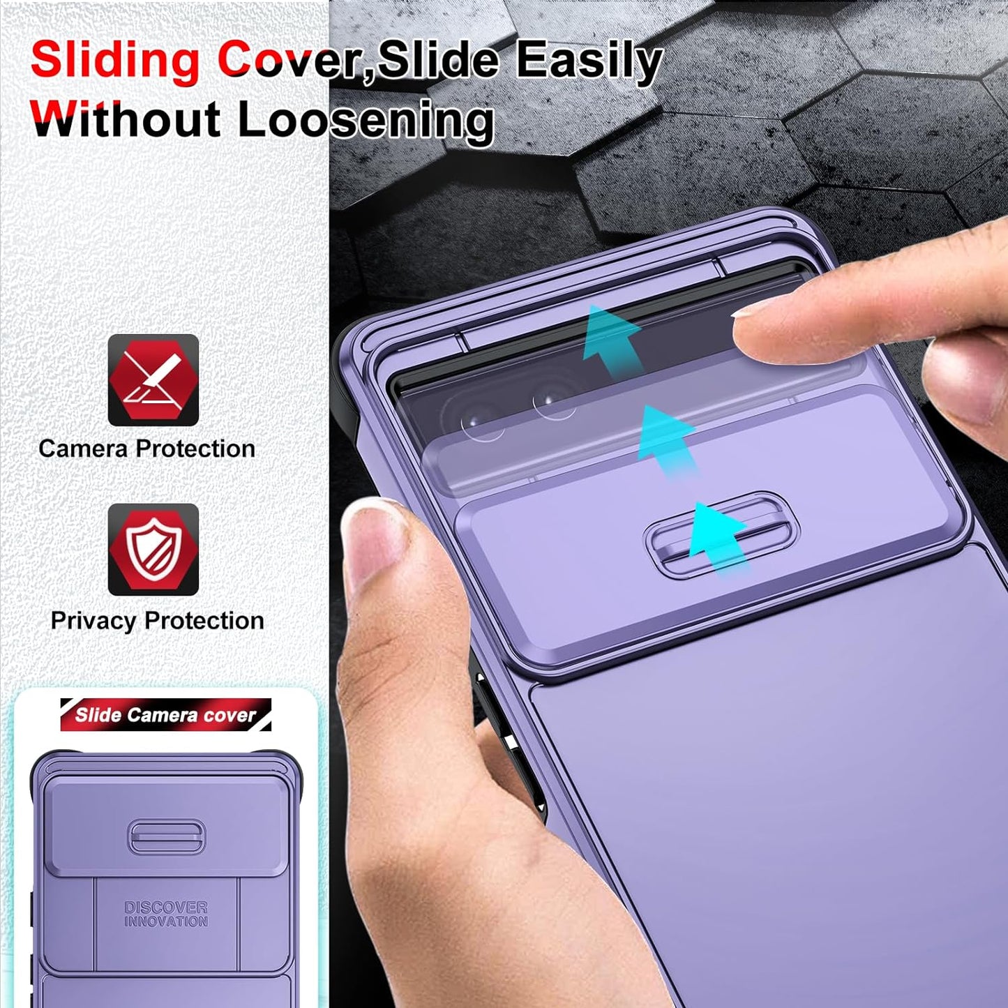 Leyi for Pixel 6A Phone Case (2022): Google Pixel 6A Case with Slide Camera Cover and 2 Pack Tempered Glass Screen Protector, Dual Layer Heavy Duty Military Grade Protective Case for Pixel 6A, Purple  LeYi   