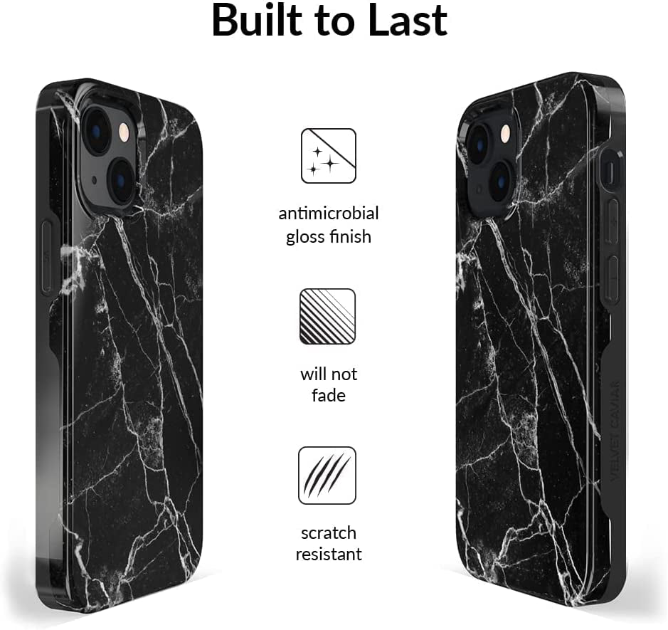 Velvet Caviar Designed for Iphone 14 Case Black Marble [10Ft Drop Tested] Compatible with Magsafe - Protective Microfiber Lining  Velvet Caviar   