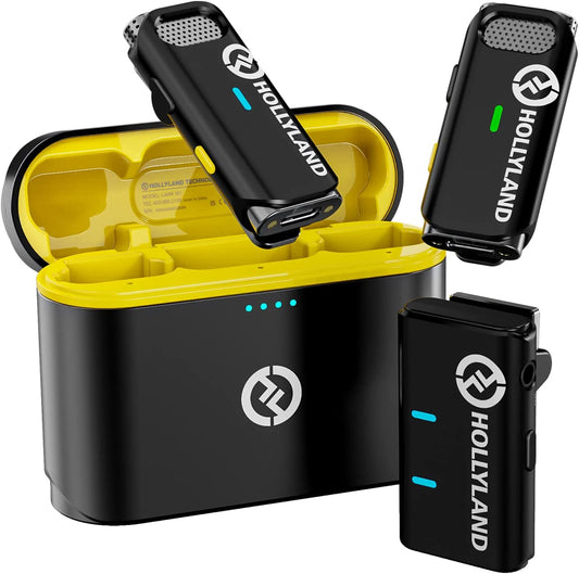 Hollyland Lark M1 2.4Ghz Wireless Lavalier Microphone System, 650Ft Range Noise Cancellation Dual-Channel Lapel Mic for Camera Phone Video Recording Live Stream Vlog Interview, 2Tx+1Rx+Charging Case  HollyView   