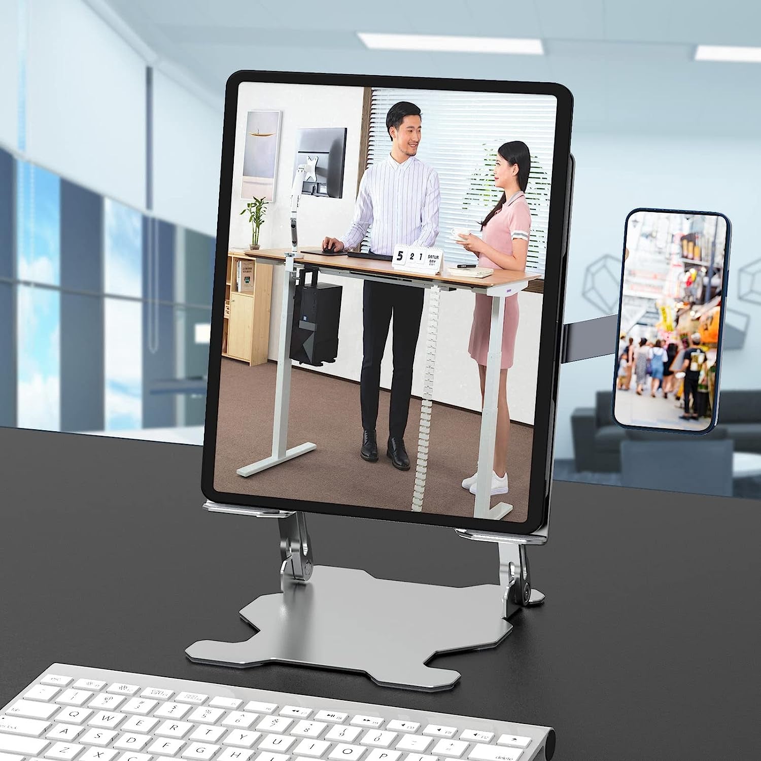 Zyyini Magnetic Laptop Phone Holder for Smartphones, Portable Adjustable Laptop Stand, Aluminum Alloy Magnetic Phone Monitor Mount for Tablet Computers  Zyyini   