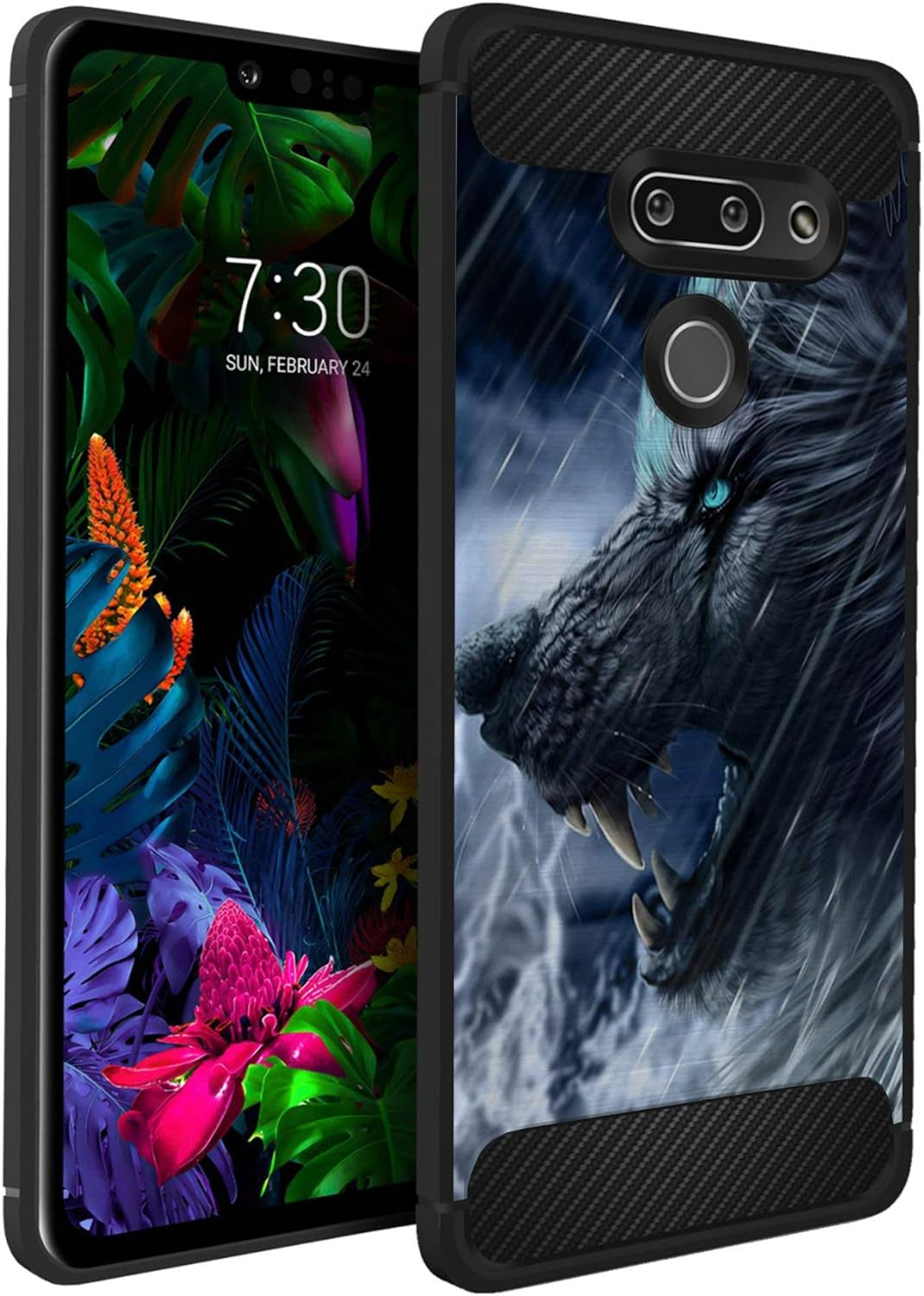 Casesondeck Slim Case Compatible with [LG G8 Thinq/Lg G8] Thin Scratch Preventing TPU, Matte Finish Carbon Fiber Texture Edges (Artic Wolf)  CasesonDeck   