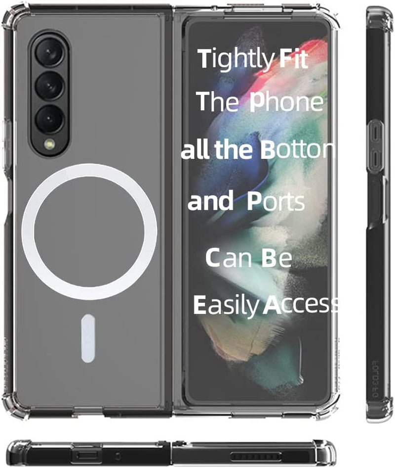Ioifour for Samsung Galaxy Z Fold 3 Magnetic Clear Case, Compatible with Wireless Charger and Magsafe Card Wallet, Simplistic Transparent Shockproof and Drop-Proof Case  ioiFour   