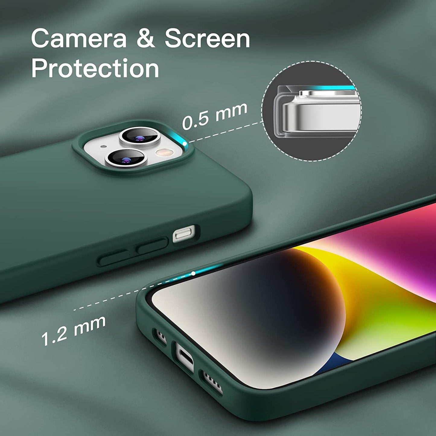 Jetech Silicone Case for Iphone 14 6.1-Inch, Silky-Soft Touch Full-Body Protective Phone Case, Shockproof Cover with Microfiber Lining (Midnight Green)  JETech   