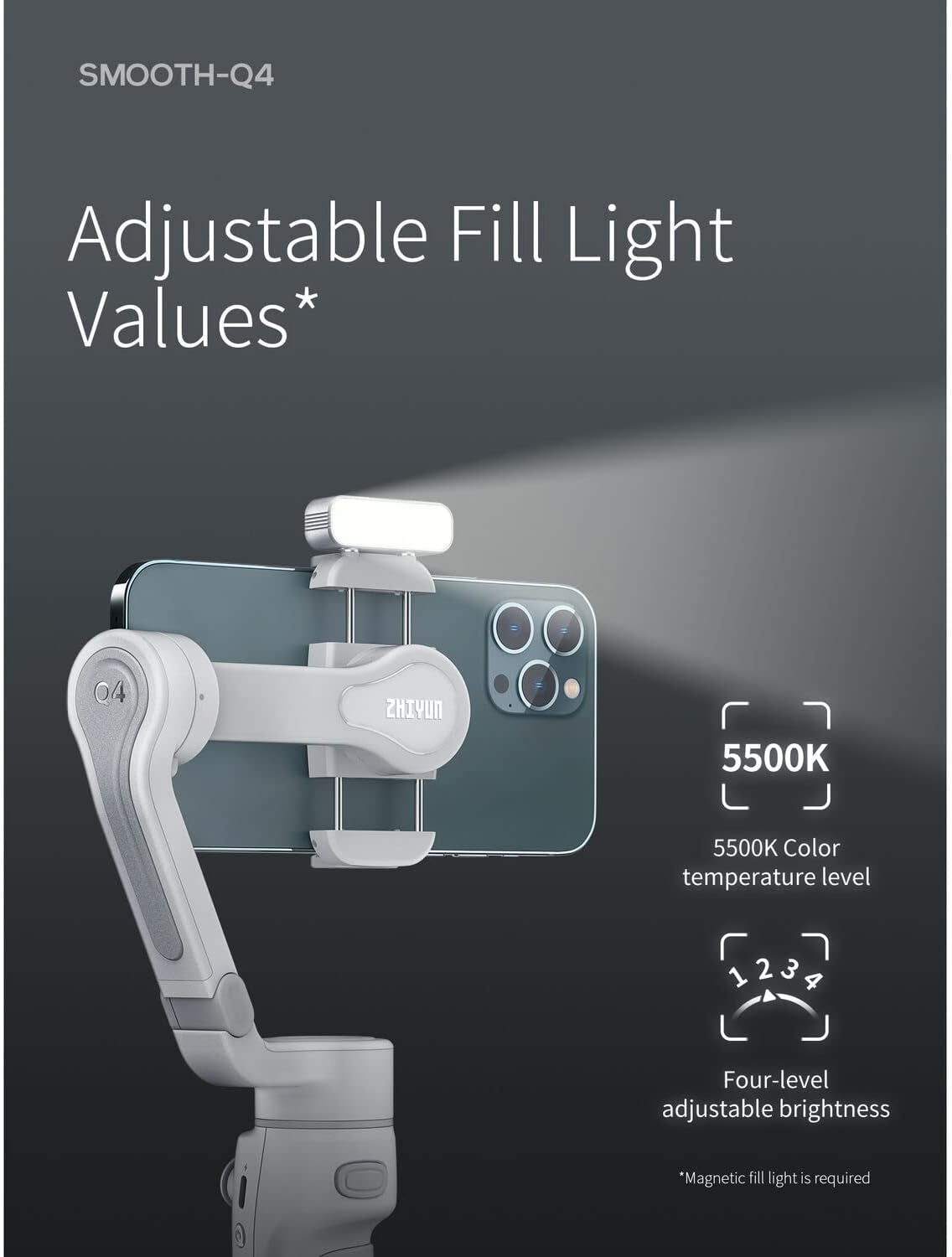 Zhiyun Smooth Q4 Combo 3-Axis Handheld Gimbal Stabilizer with Carry Bag, Built-In Extension Rod, for Smartphone Portable and Foldable Vlogging Stick, Compatible with Iphone 14 13 Pro Max Android  ZHIYUN   