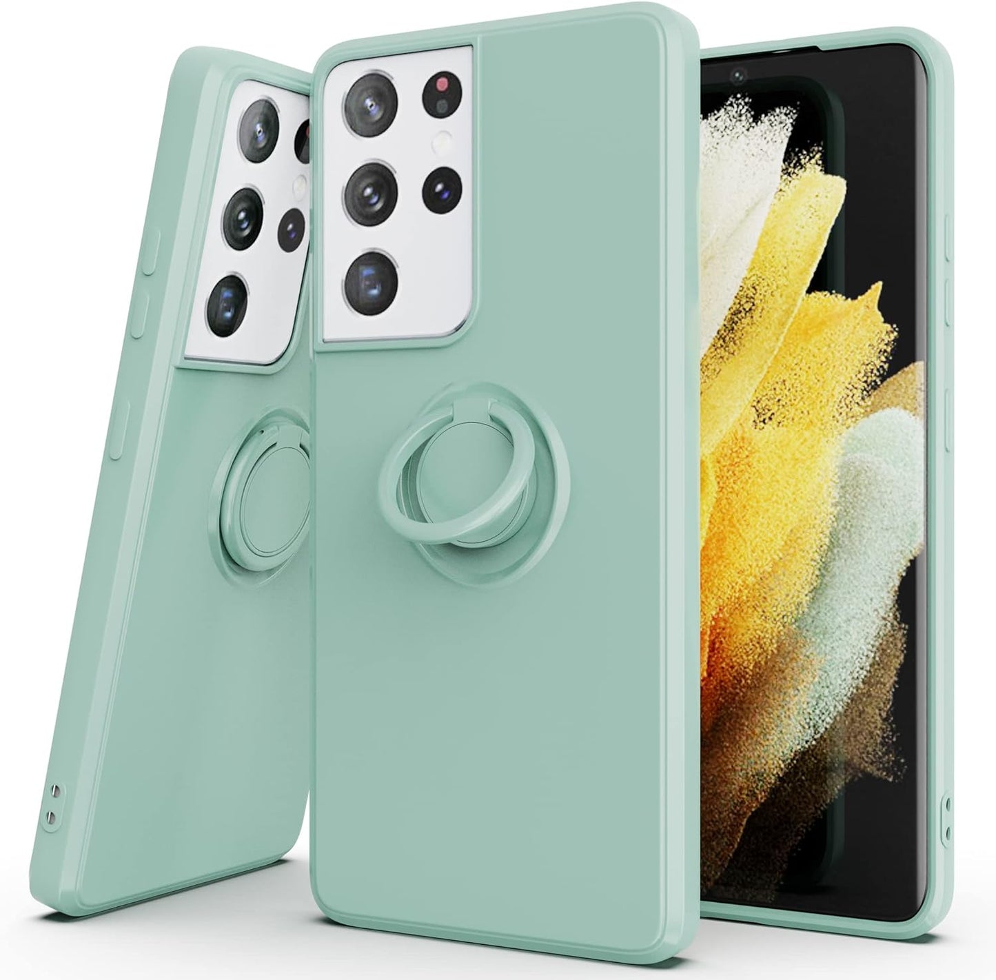 AYMECL Case for S21 Ultra 5G,Galaxys21 Ultra 5G Case with Slide Camera Cover&[2 Packs] Self-Healing Film,360° Rotate Ring Stand Magnetic Cover Case for Samsung Galaxy S21 Ultra 5G 6.8"-Blue  AYMECL Hw-Light Green  