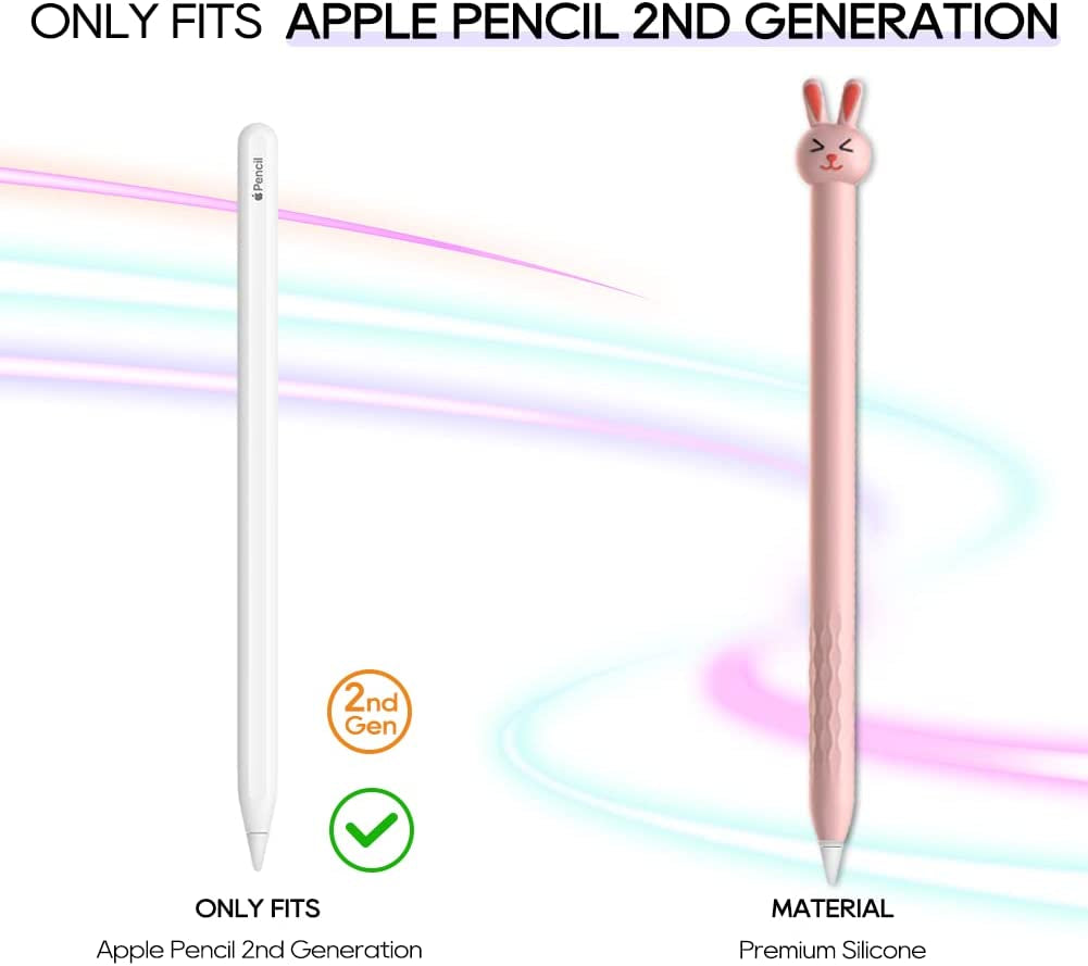 Case for Apple Pencil 2Nd Generation Case Sleeve Soft Silicone Cute Cartoon Rabbit Design Protective Cover Holder Accessories Compatible with Apple Pencil 2Nd Gen (Pink Rabbit)  Meowster   
