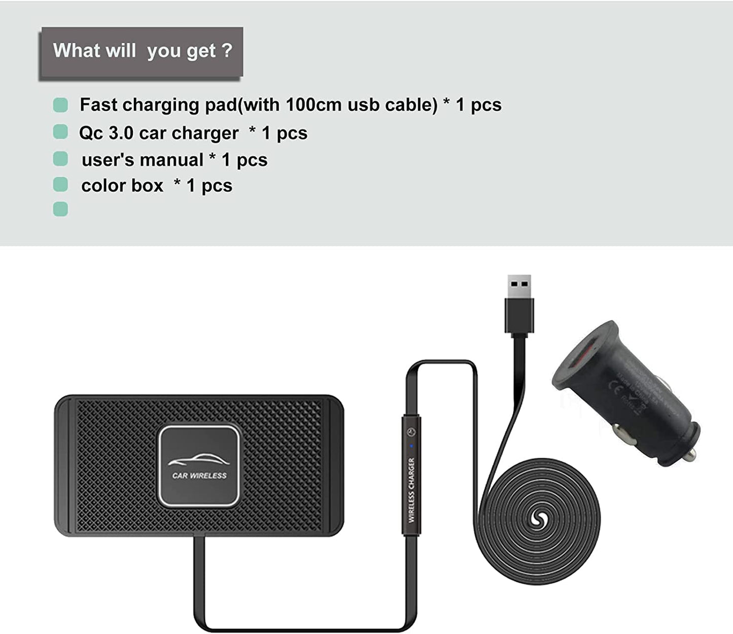 Wireless Charger,Polmxs Wireless Car Charger Charging Pad 10W Wireless Phone Charger Fast Non Slip Charger for Car Android Wireless Charging Mat for Cell Phone Galaxy 21/20 NOTE10 S9S10 S8(C1Y)  POLMXS   