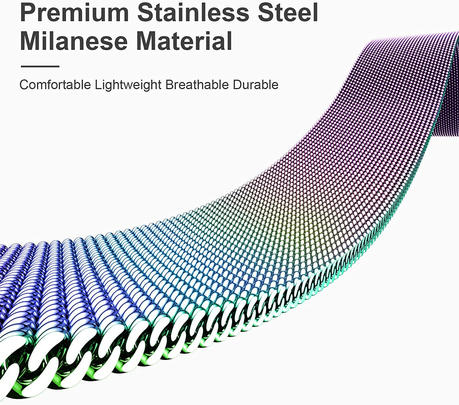 Zedoli Bands Only Compatible with Fitbit Sense 2/Versa 4 and Fitbit Sense/Versa 3 Four Models, Stylish Fashionable Stainless Steel Milanese Metal Loop Wristbands Replacement Bands Women Men, Colorful  Zedoli   