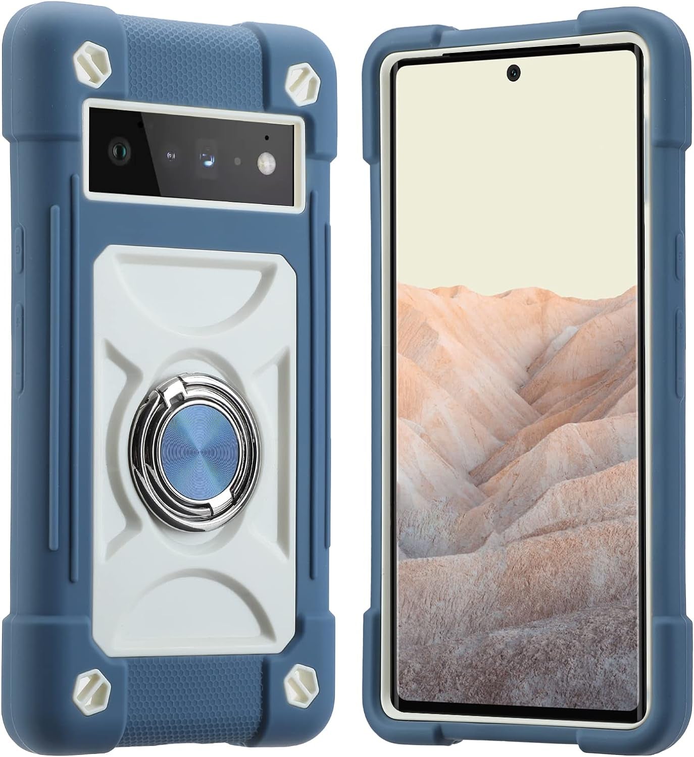 MARKILL Compatible with Google Pixel 6 Pro Case with 360°Rotate Ring Stand, 【Without Screen Protector】 Heavy-Duty Military Grade Shockproof Phone Cover for Google Pixel 6 Pro 6.7 Inch (Blue)  MARKILL   