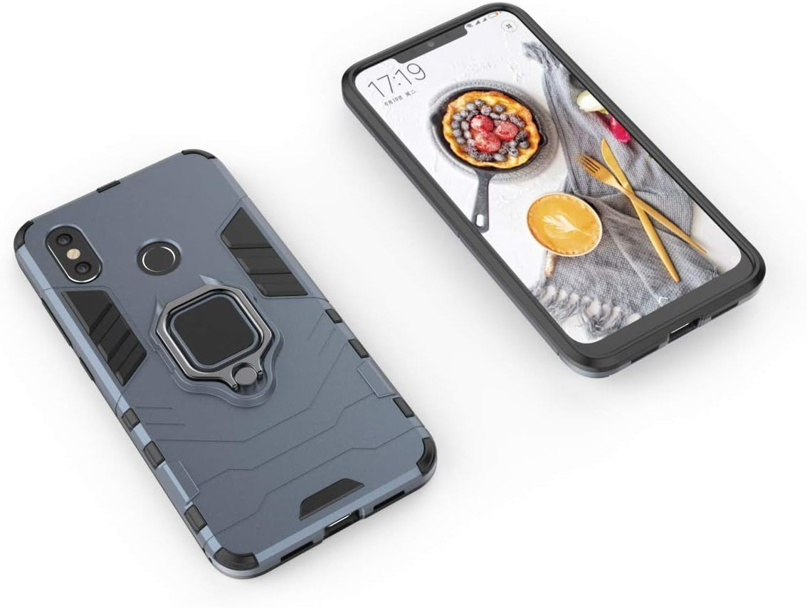 Lulumain Compatible with Xiaomi Mi 8 Case, Magnetic Car Phone Ring Holder 360 Protective Case for Xiaomi Mi8 (Navy Blue)  LuluMain   