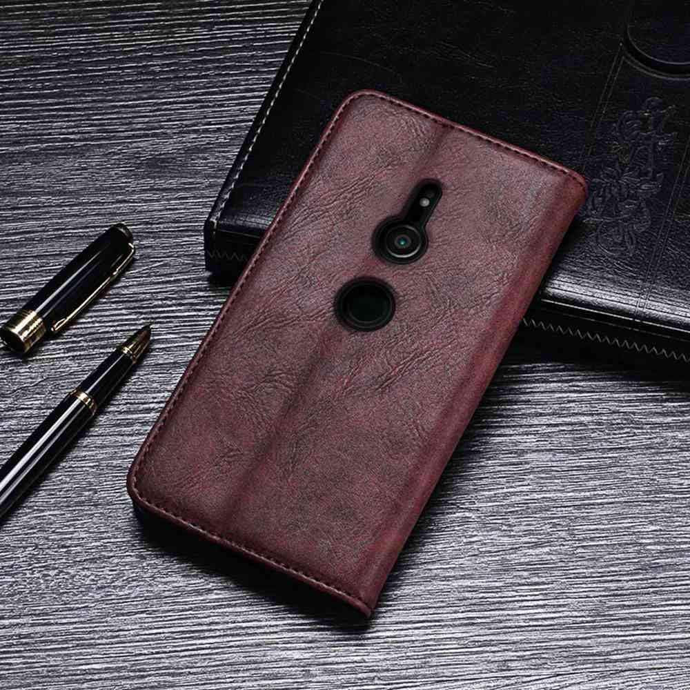 Case for Sony Xperia XZ3, Leather Stand Wallet Flip Case Cover for Sony Xperia Xz3,Retro Trend Phone Protection Shell,Wallet Phone Case With[Cash and Card Slots]  Manyip   