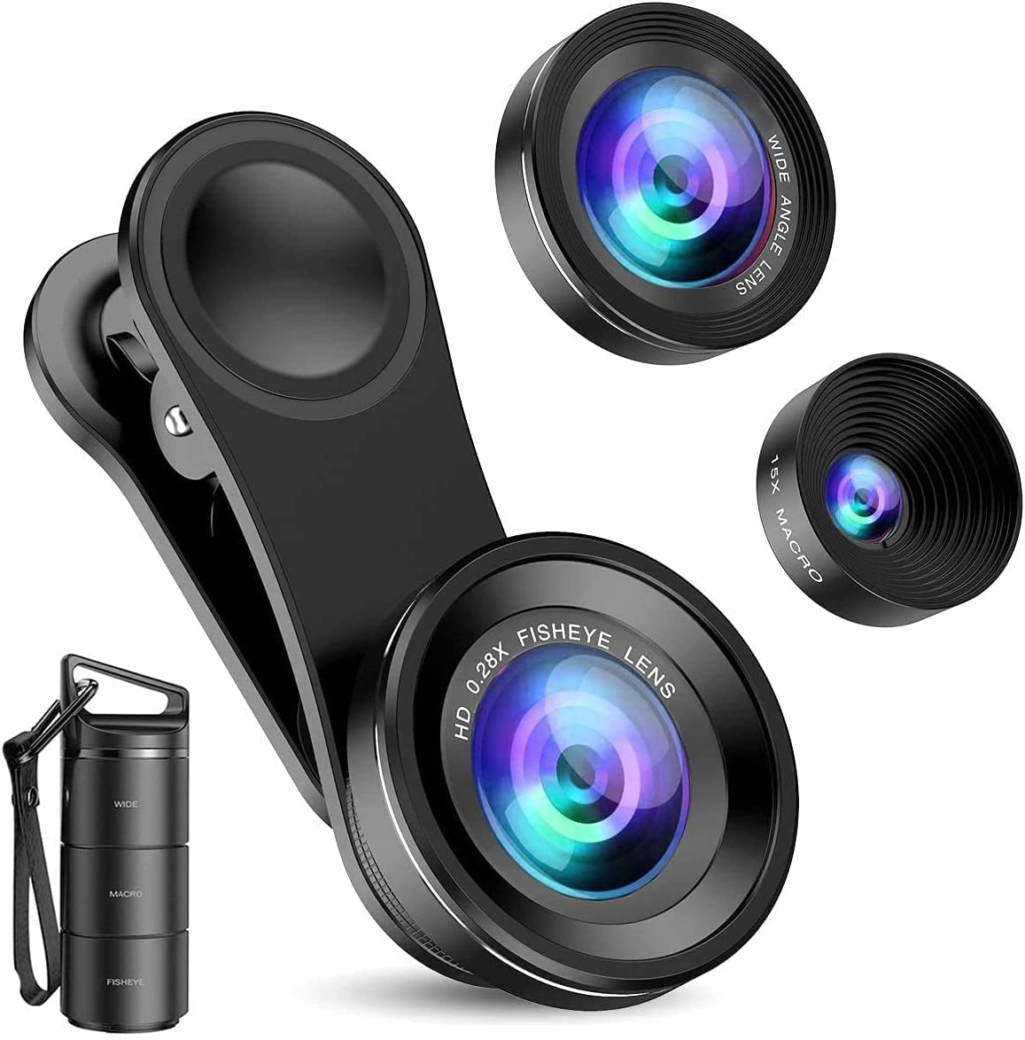 (Newest) Phone Camera Lens, 9 in 1 Lens Kit, Zoom Lens, 0.36X Wide Angle Lens + 0.63X Wide Lens + 15X Macro Lens + 20X Macro Lens + Fisheye Lens + CPL + Starburst Lens Telephoto Lens for Smartphone  Criacr 3 in 1  