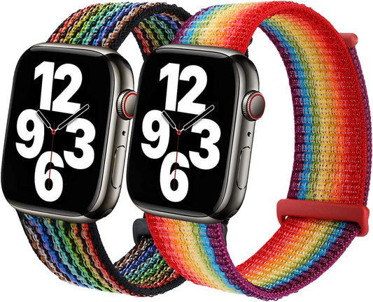 Compatible with Apple Watch Rainbow Band, Nylon Pride Iwatch Band for 38/40/41Mm & 42/44/45/49Mm, Hook and Loop Bands for Series Ultra SE 8 7 6 5 4 3 2 1  SimpleThings   