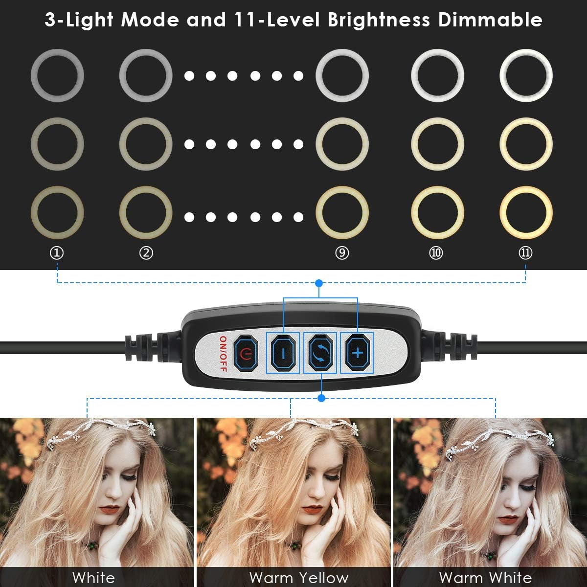 5.7" Ring Light with Tripod Stand and Cell Phone Holder, Mini LED Camera Light Selfie Ring Light Table Lamp for Live Stream, Youtube Video, Makeup, Photography Lighting Compatible with Iphone Android  oenbopo   