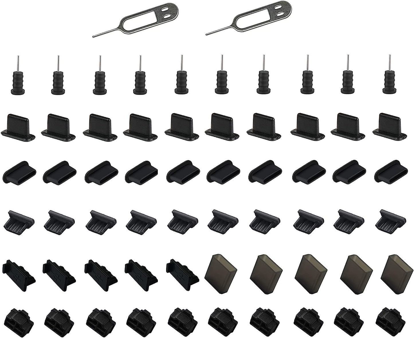 Xiyland Dust Plugs for Iphone Samsung Huawei, 60 PCS Silicone Dustproof Cover + 2 PCS Sim Card Pin Charging Port Plugs USB C Port  XiYland   