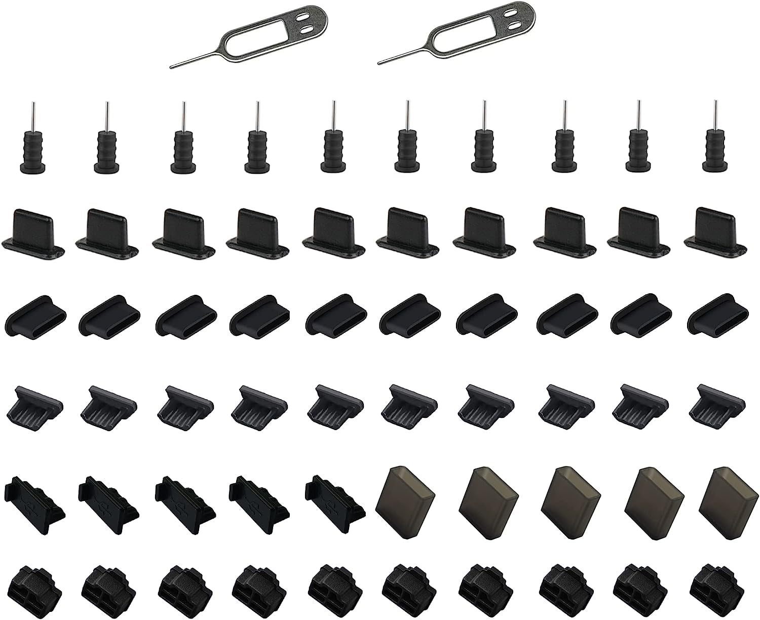 Xiyland Dust Plugs for Iphone Samsung Huawei, 60 PCS Silicone Dustproof Cover + 2 PCS Sim Card Pin Charging Port Plugs USB C Port  XiYland   