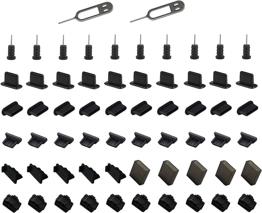 Xiyland Dust Plugs for Iphone Samsung Huawei, 60 PCS Silicone Dustproof Cover + 2 PCS Sim Card Pin Charging Port Plugs USB C Port  XiYland   