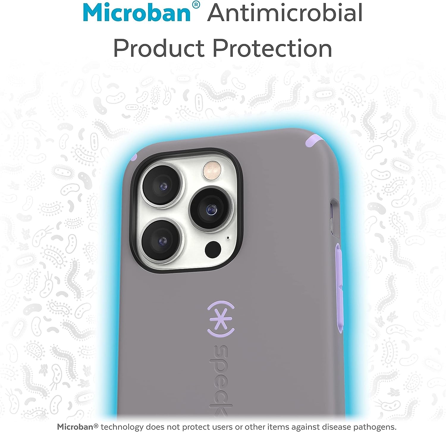 Speck for Iphone 14 Pro Max Case - Drop Protection, Scratch Resistant, Built for Magsafe with Soft Touch Coating - 6.7" Iphone 14, Dual Layer Case -Cloudy Grey/Spring Purple Candyshell Pro  Speck Products   