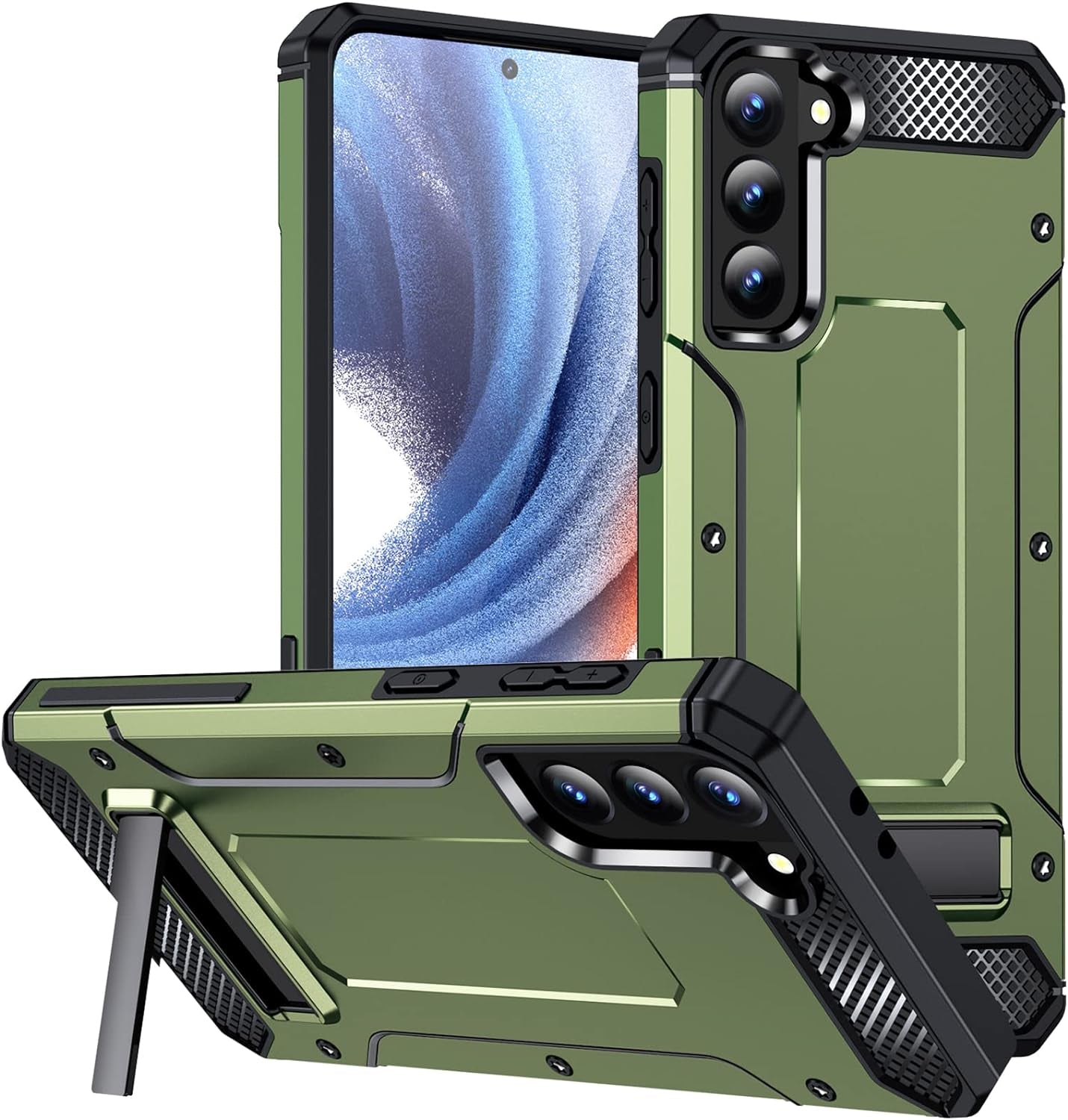 KOBBRAN Galaxy S21 plus Case for Samsung Galaxy S21 plus Case Military Grade Drop Shockproof with Metal Kickstand Stand Armor Protective Case for Galaxy S21 plus S21+ Phone Case (Blue)  KOBBRAN Army Green  