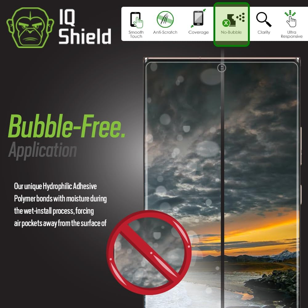 Iqshield Screen Protector Compatible with Samsung Galaxy Note 20 Ultra (6.9 Inch)(2-Pack)(Case Friendly) Anti-Bubble Clear TPU Film  IQShield   