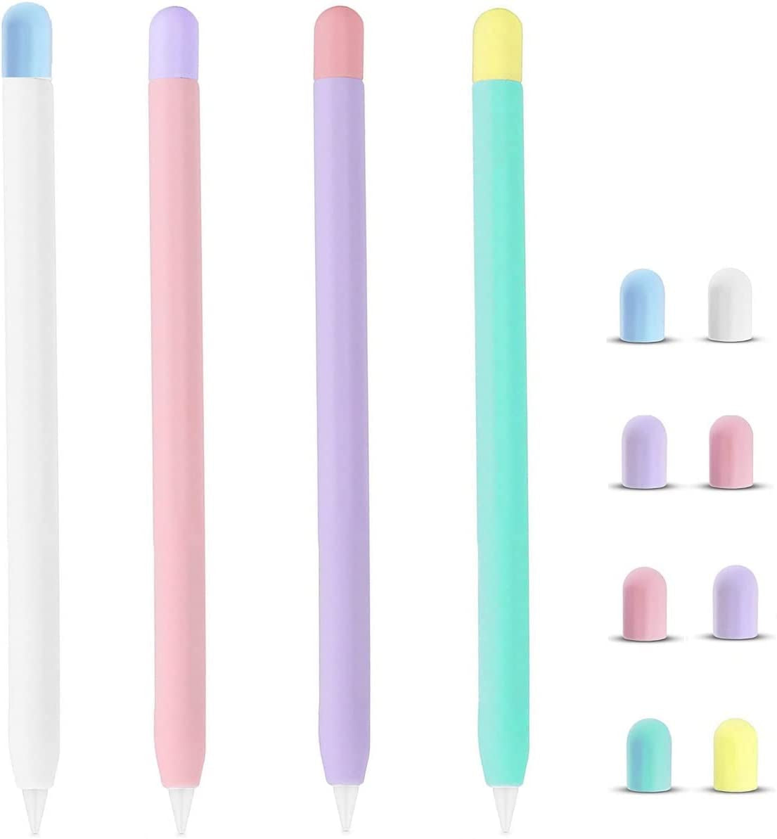 JNSA 4 Pack Ipencil 1 Sleeve Cover Silicone Holder Compatible with Apple Pencil 1St Gen, Grip Skin Case Accessories Compatible with Ipad Pencil 1 Gen with Nib Cap,Pc14Pwpgp  JNSA   